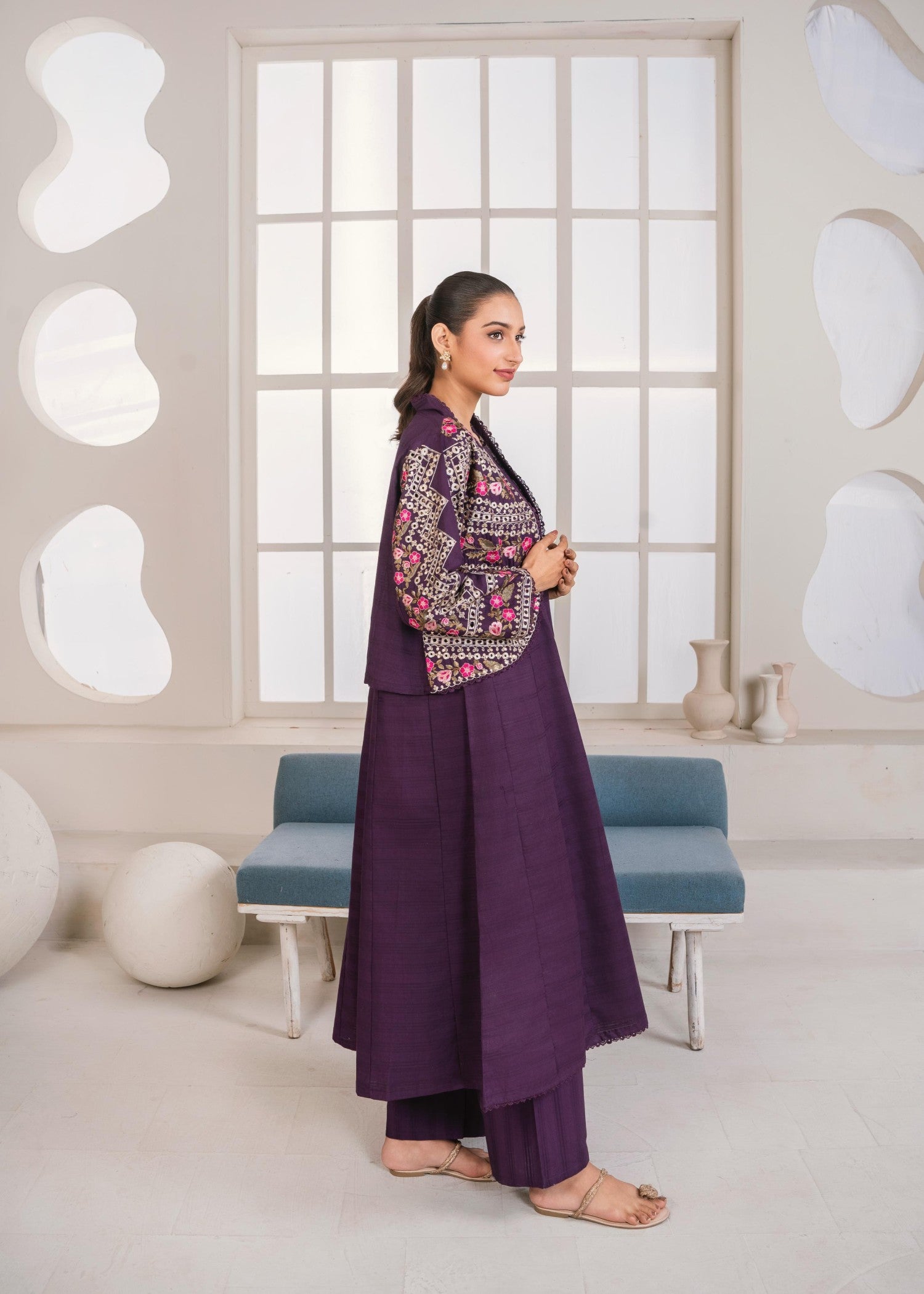 cotton Pishwas in Purple