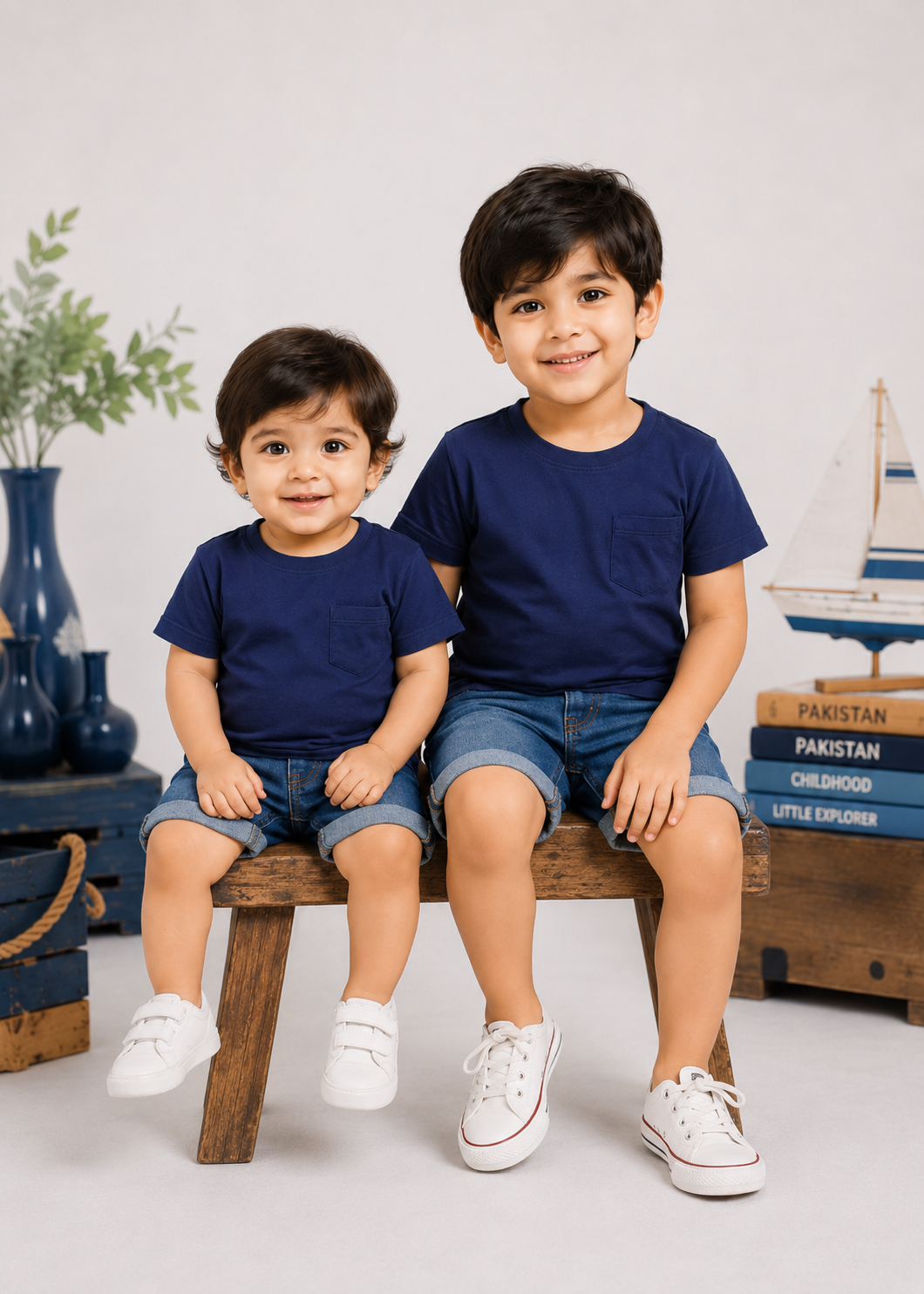 single jersey knit T Shirt in Navy blue