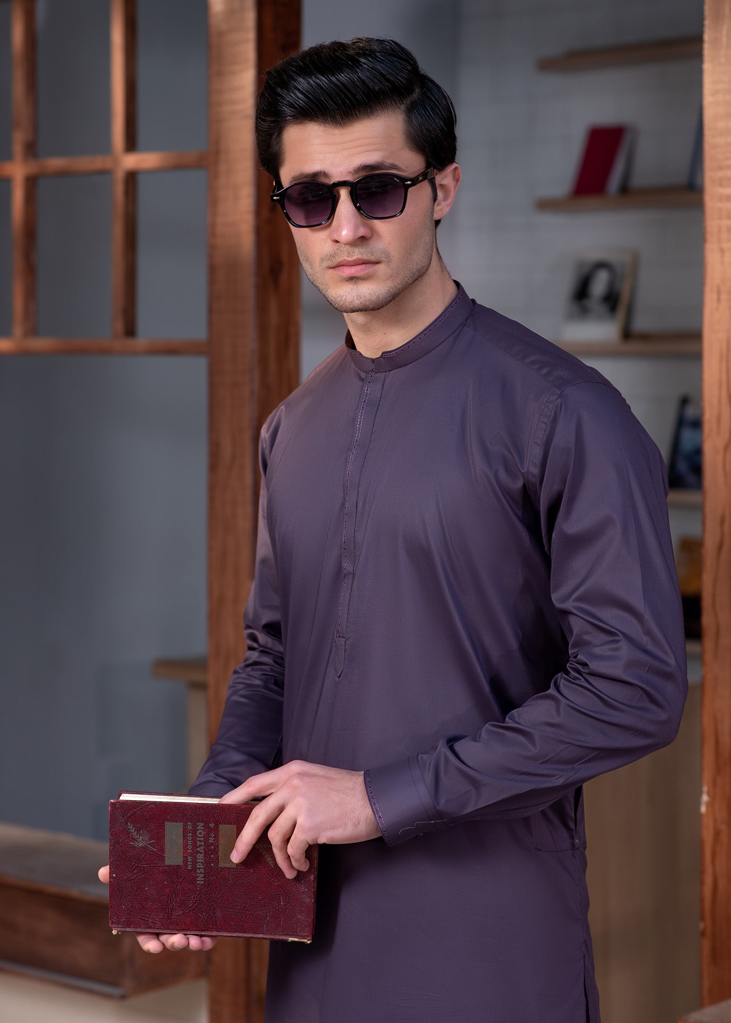 cotton Shalwar Kameez in Burgundy