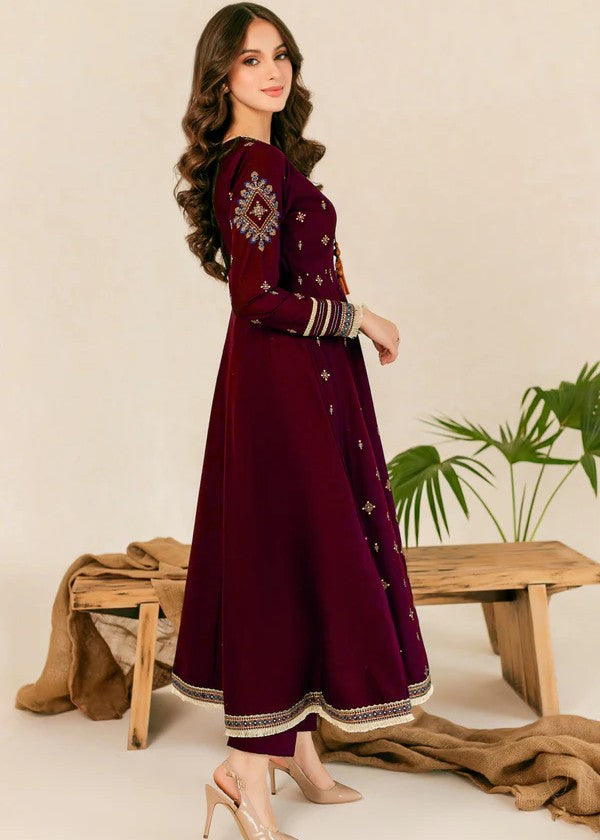 cotton Anarkali in Maroon
