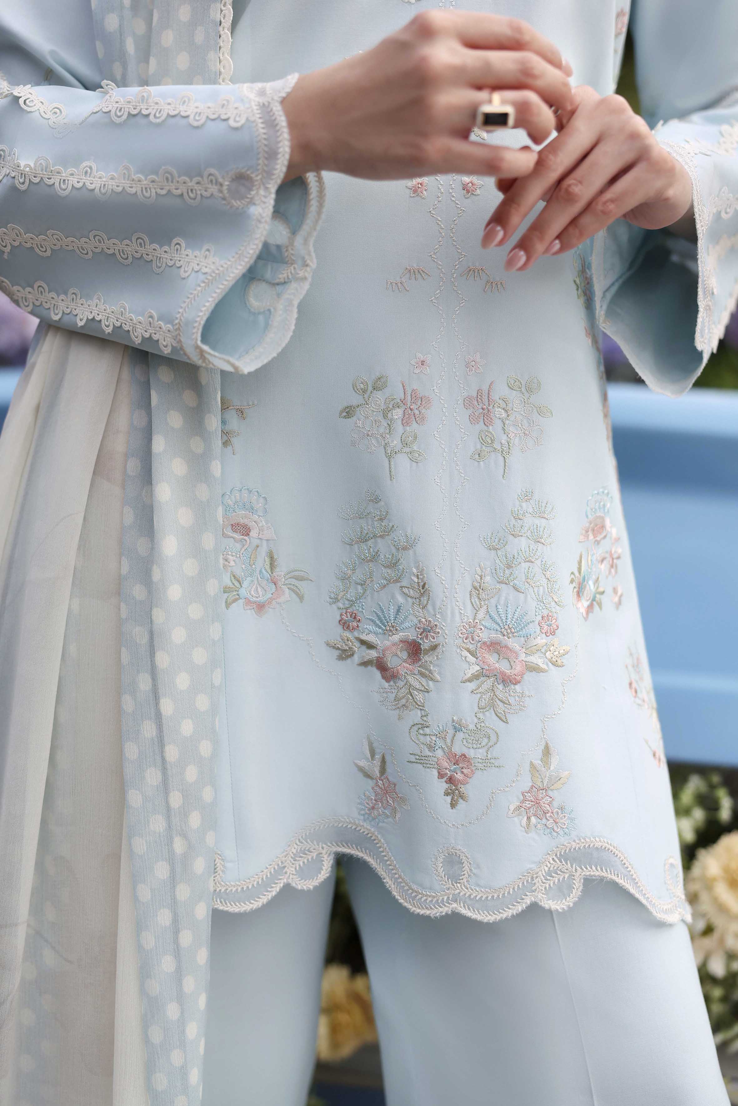 cotton dobby Kurta Set in Powder blue