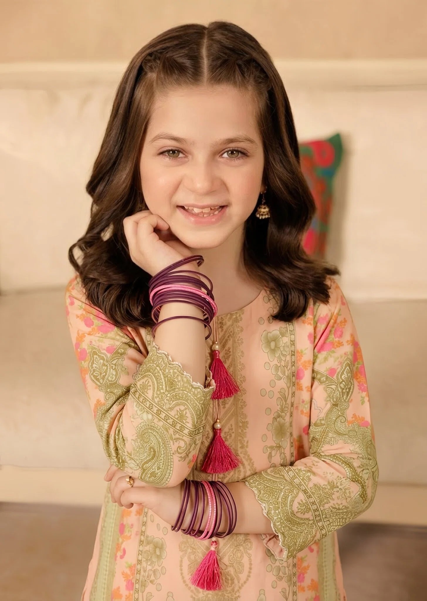 poly lawn Kurta Set in Baby pink