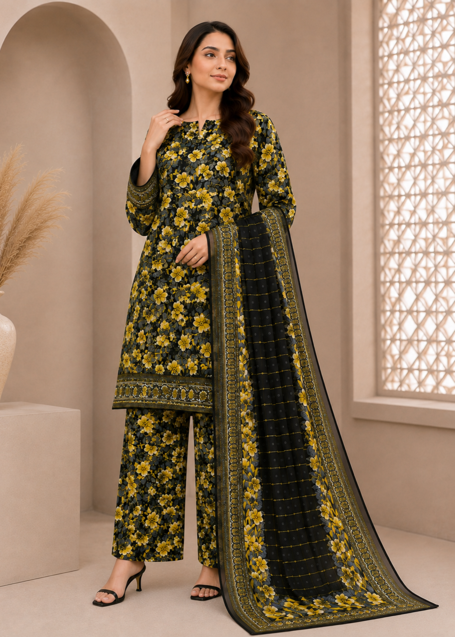 cotton Unstitched in Black, yellow