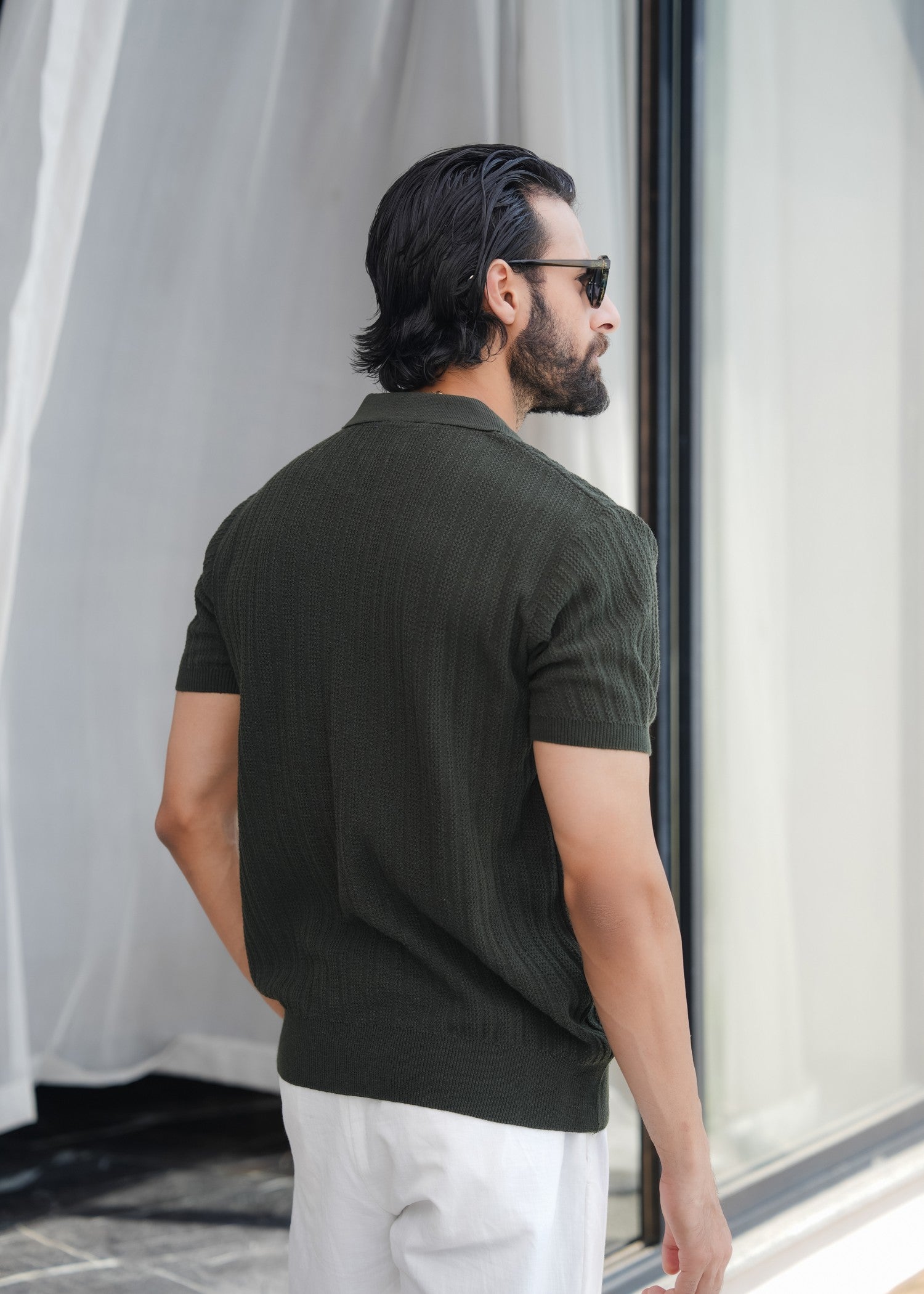 cotton Polo Shirt in Bottle green