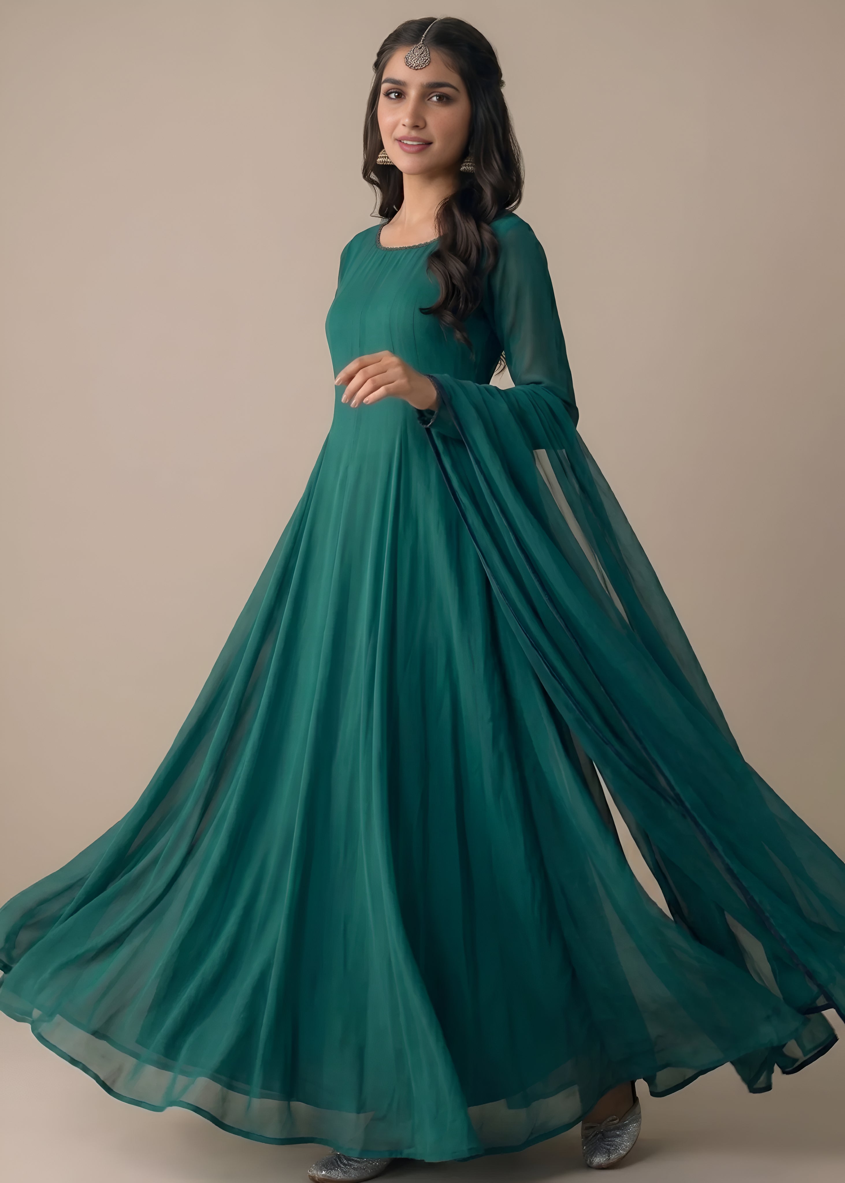 textured wash & wear Maxi in Teal