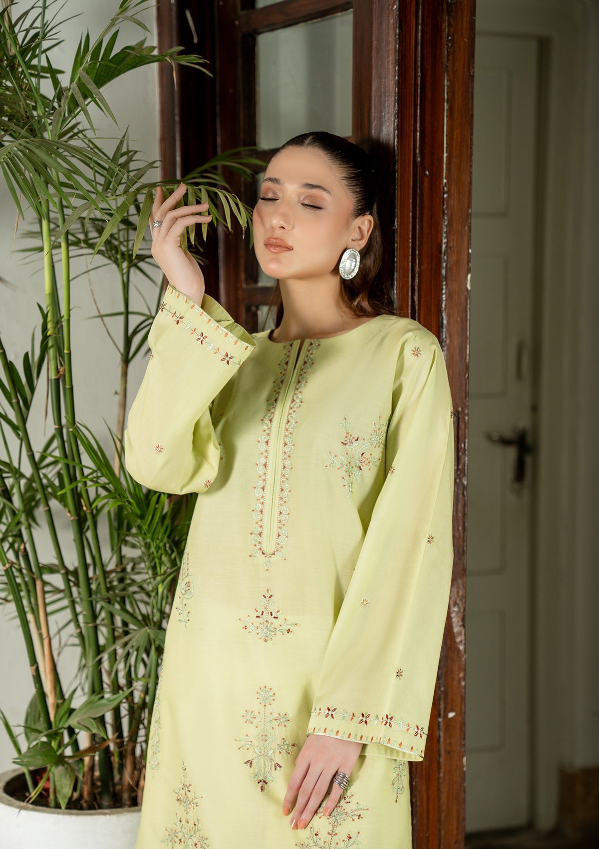 cotton Kurta Set in Pistachio green