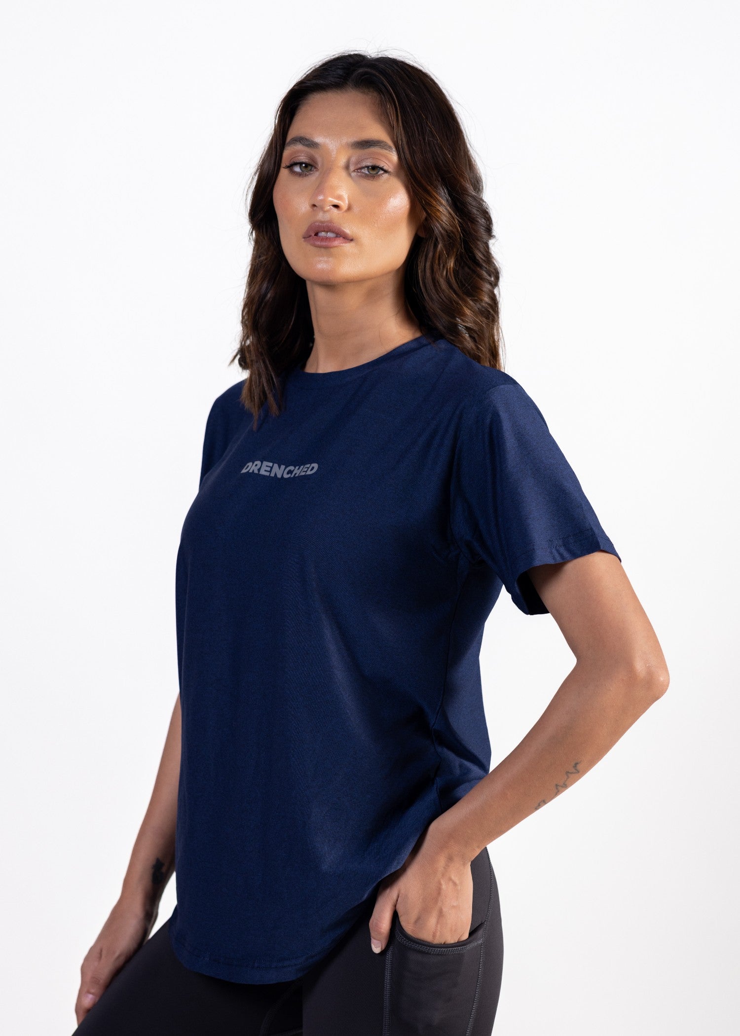 polyester nylon T Shirt in Navy blue