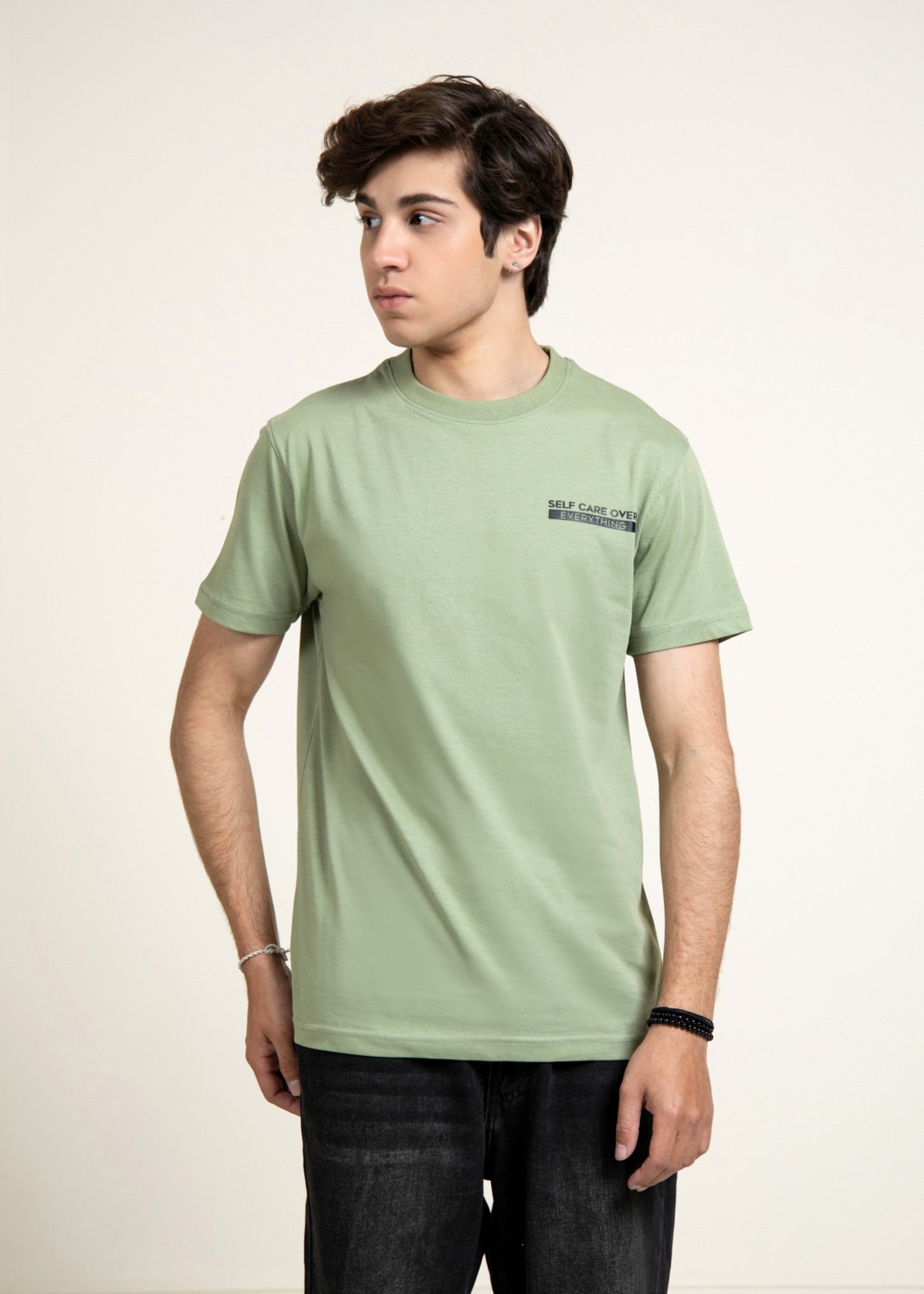 cotton jersey T Shirt in Pistachio green