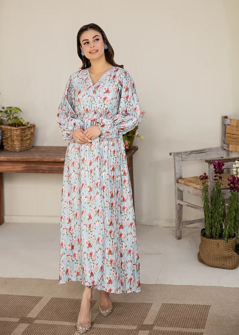 silk Dress in Powder blue