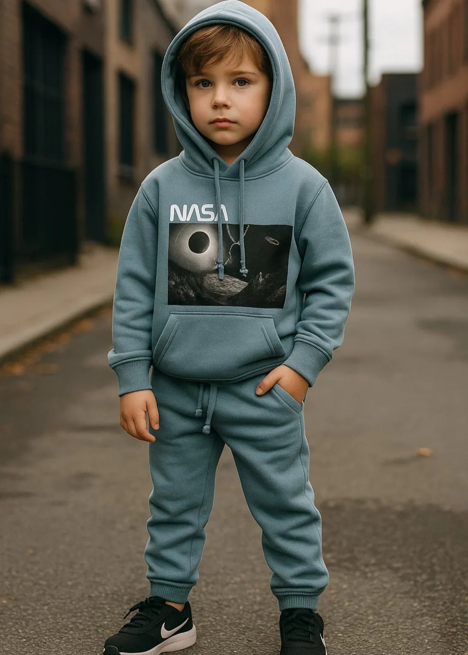 fleece Hoodie in Frost blue
