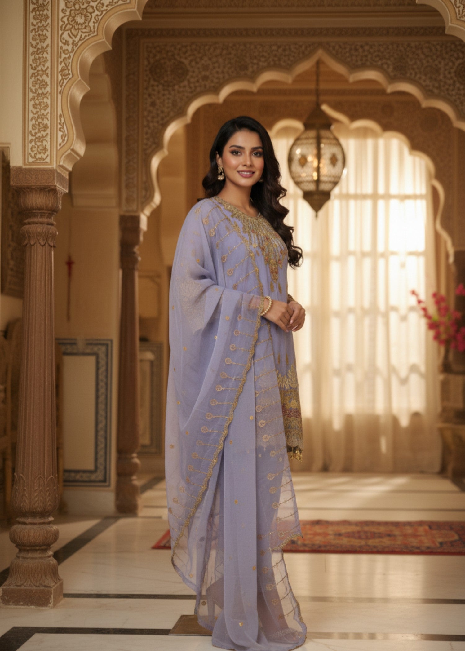 chiffon Short Frock in Purple mountain majesty