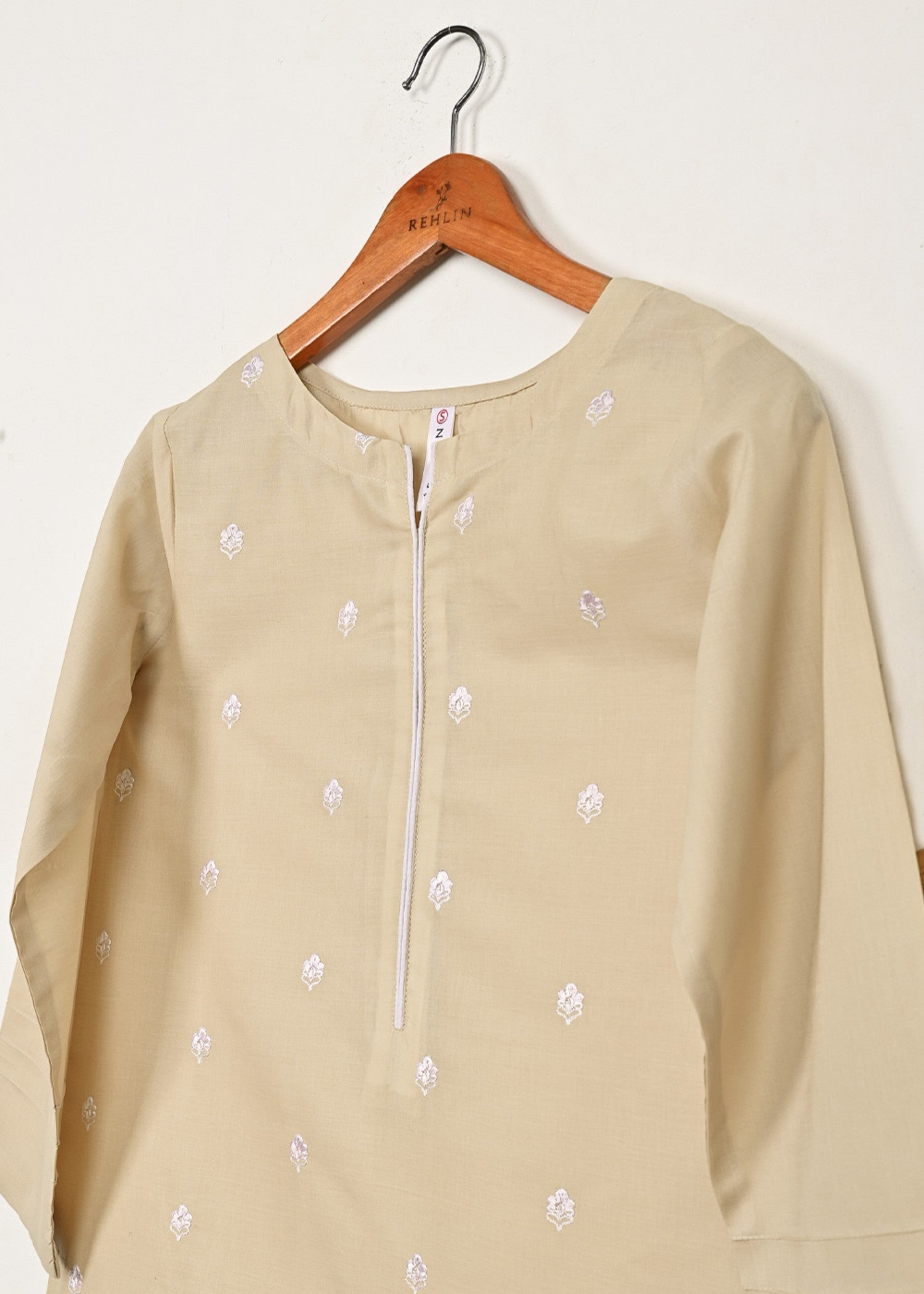 cambric Kurta Set in Wheat