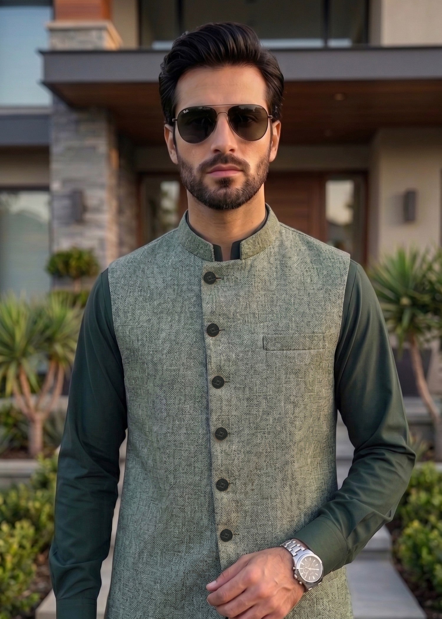 suiting Waistcoat in Bottle green