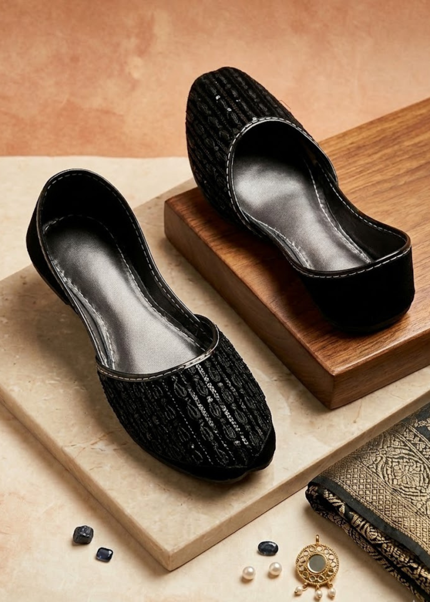 Khussa in Black by - High Quality Women Khussa STR1239