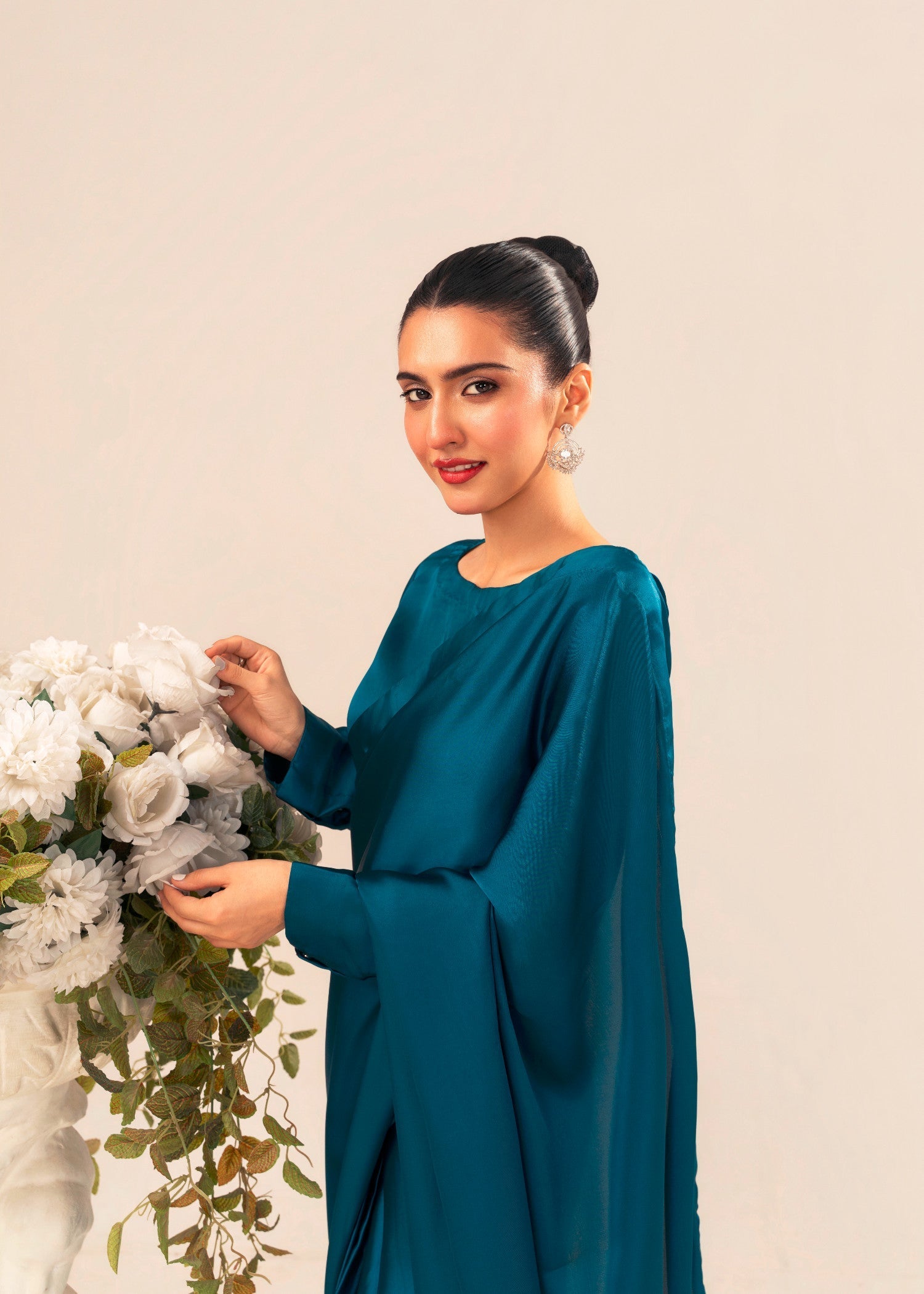 poly silk Saree in Teal