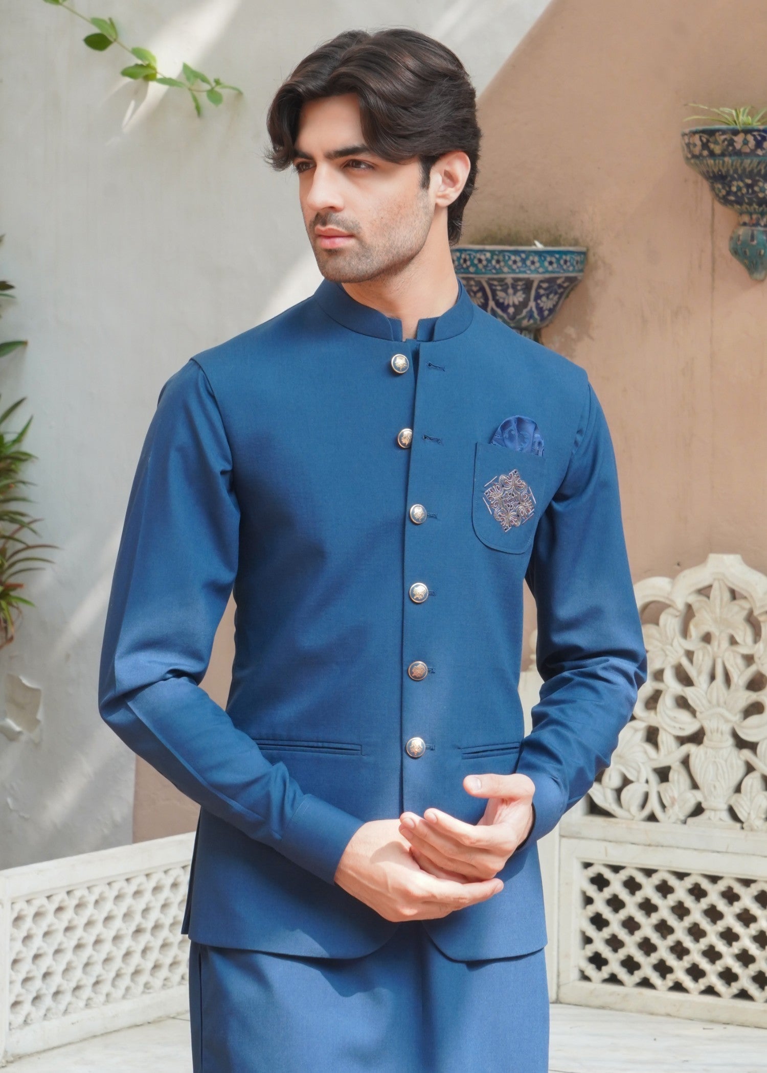 wool Waistcoat in Blue