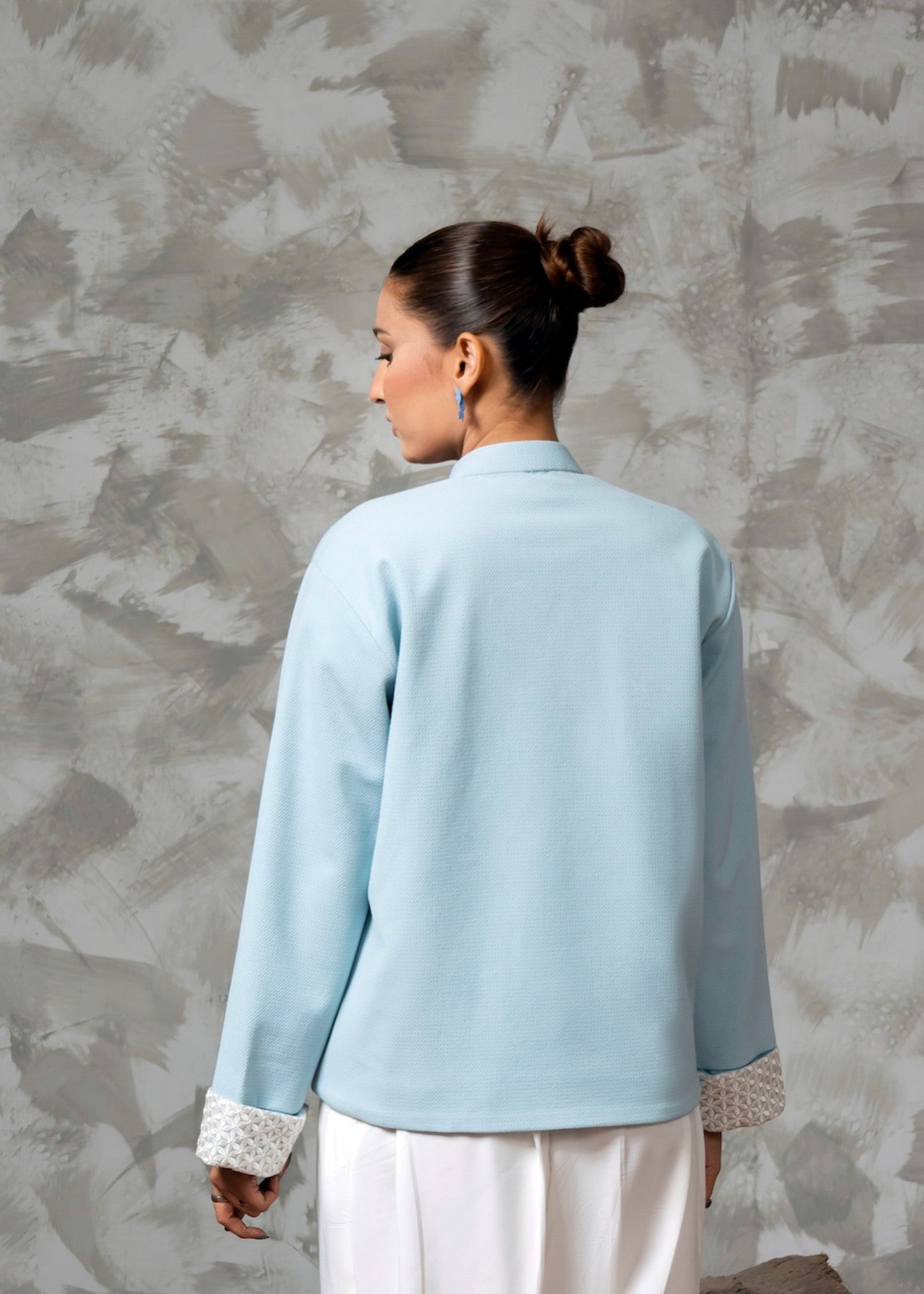 cotton pique Coat in Powder blue