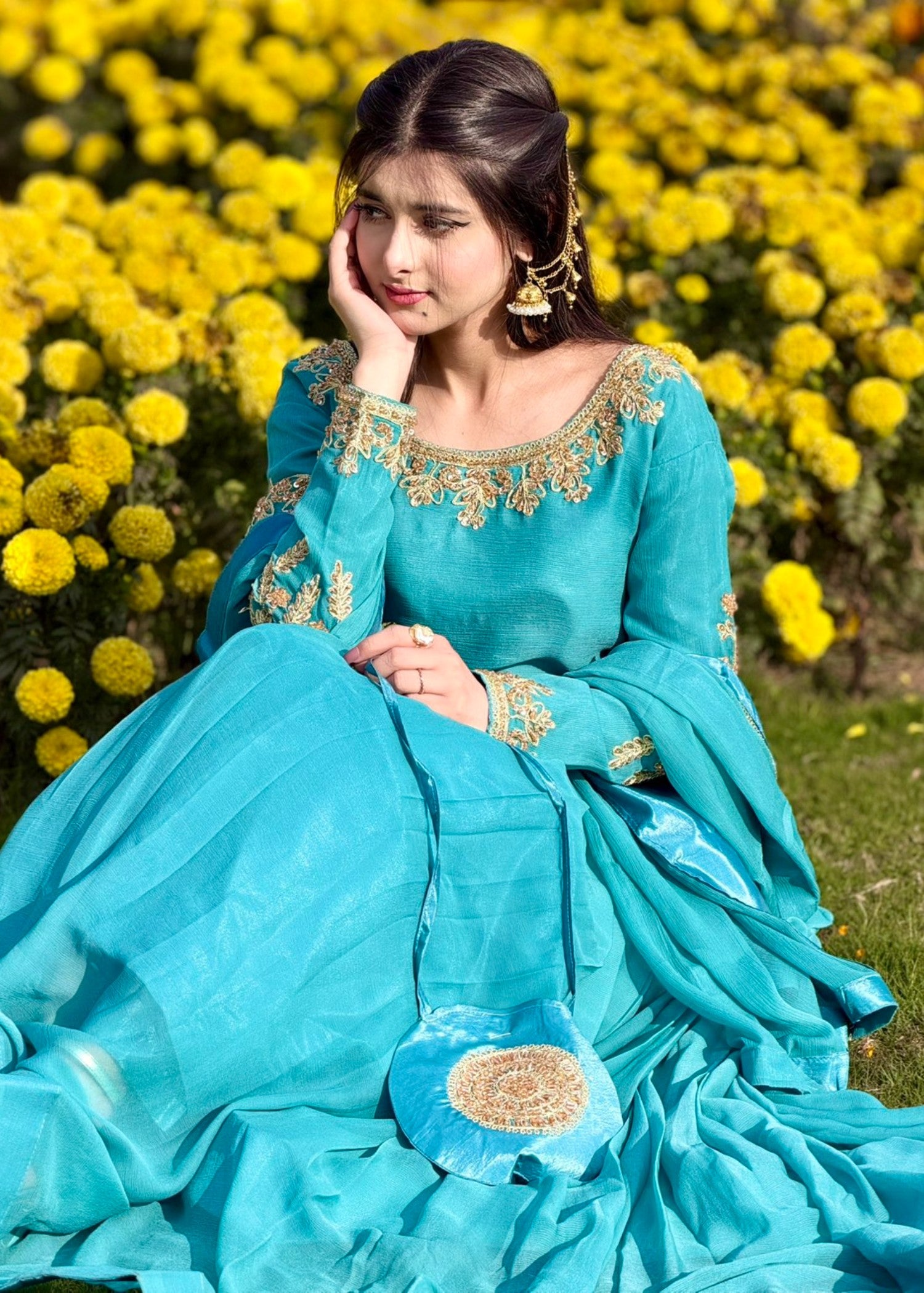 chiffon Maxi in Dark cyan
