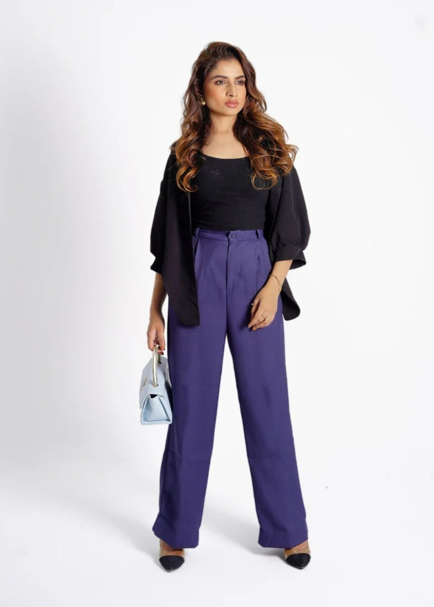 polycotton Pants in Navy blue