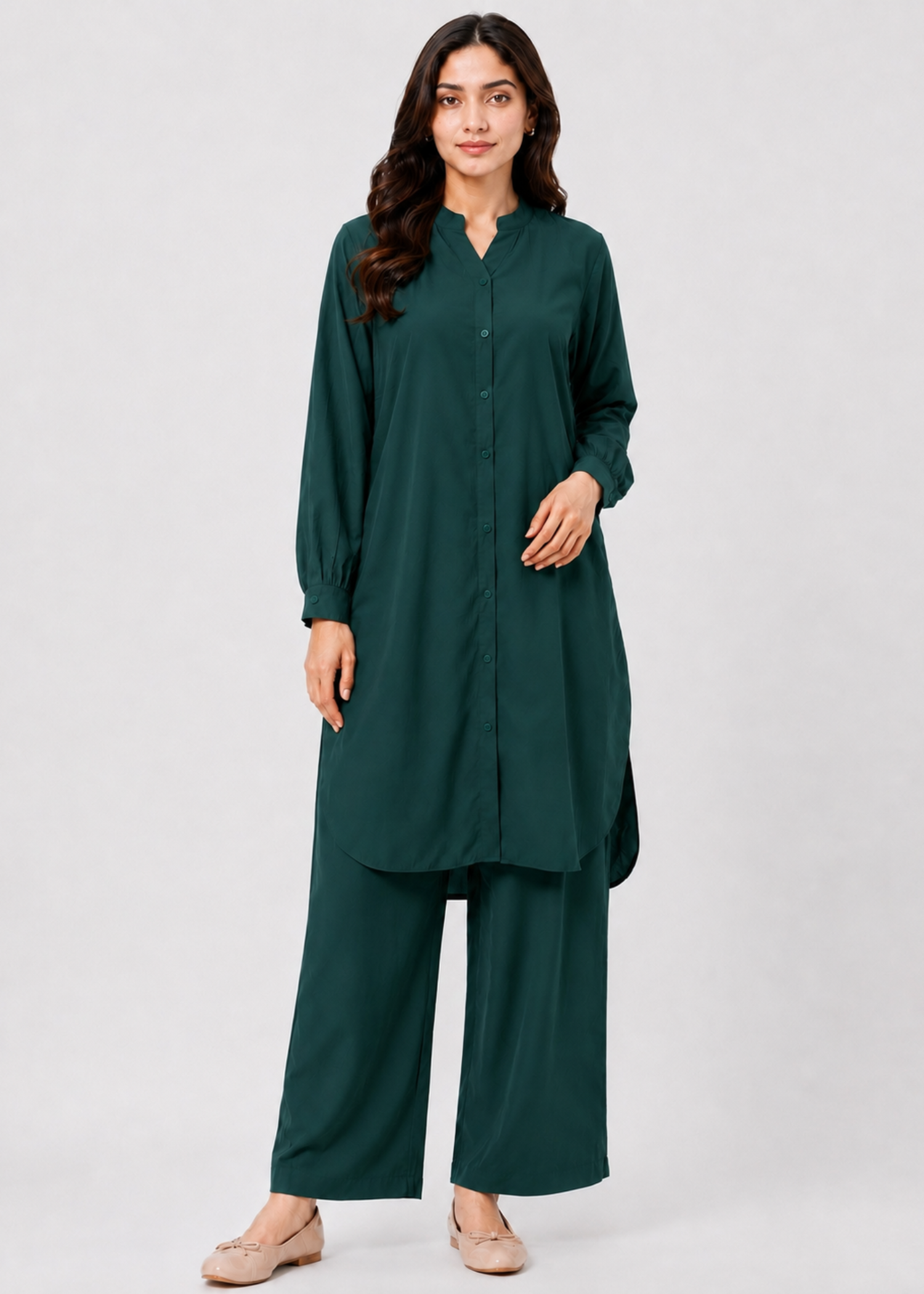 linen Co Ord Sets in Dark green