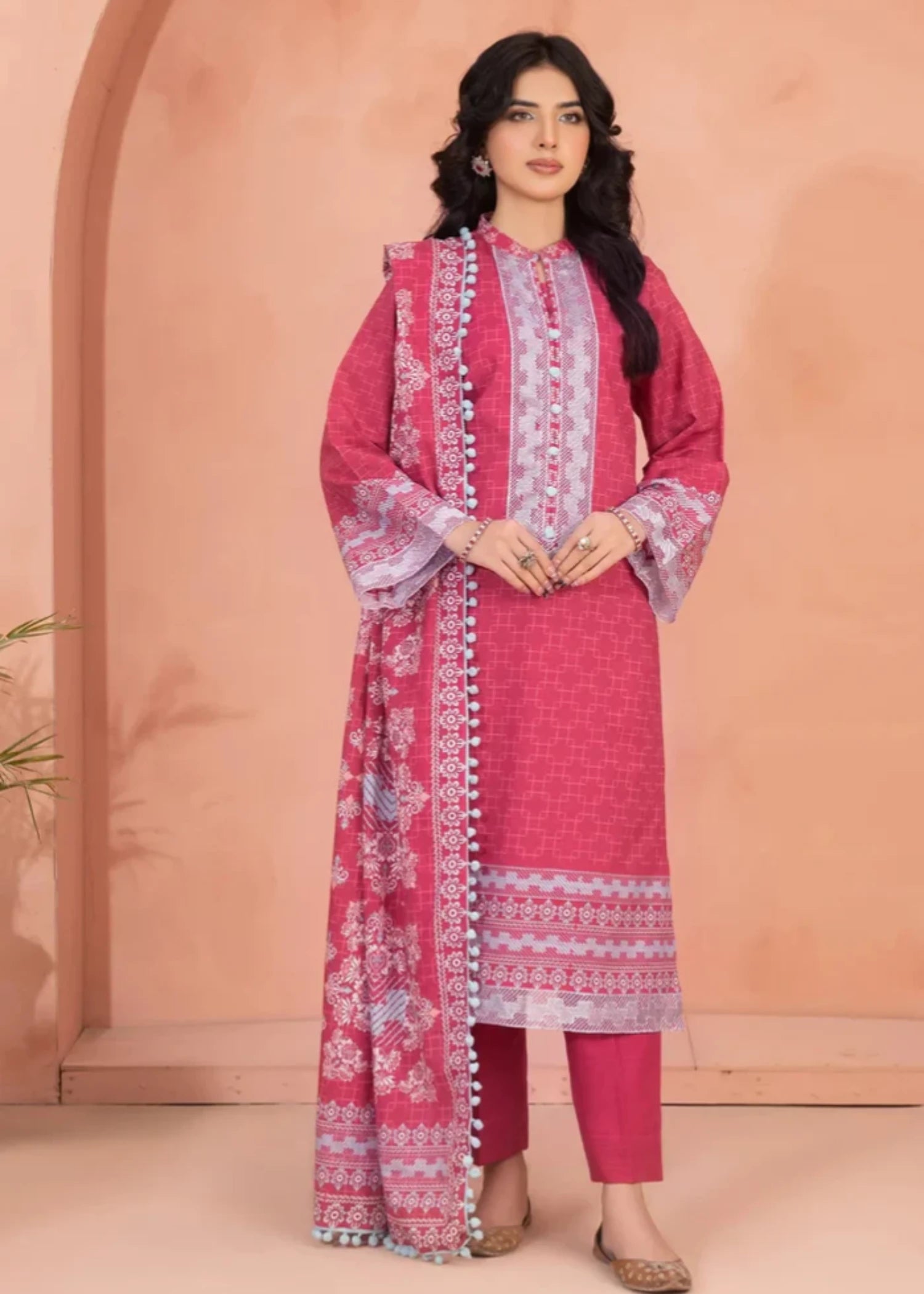 khaddar Unstitched in Red