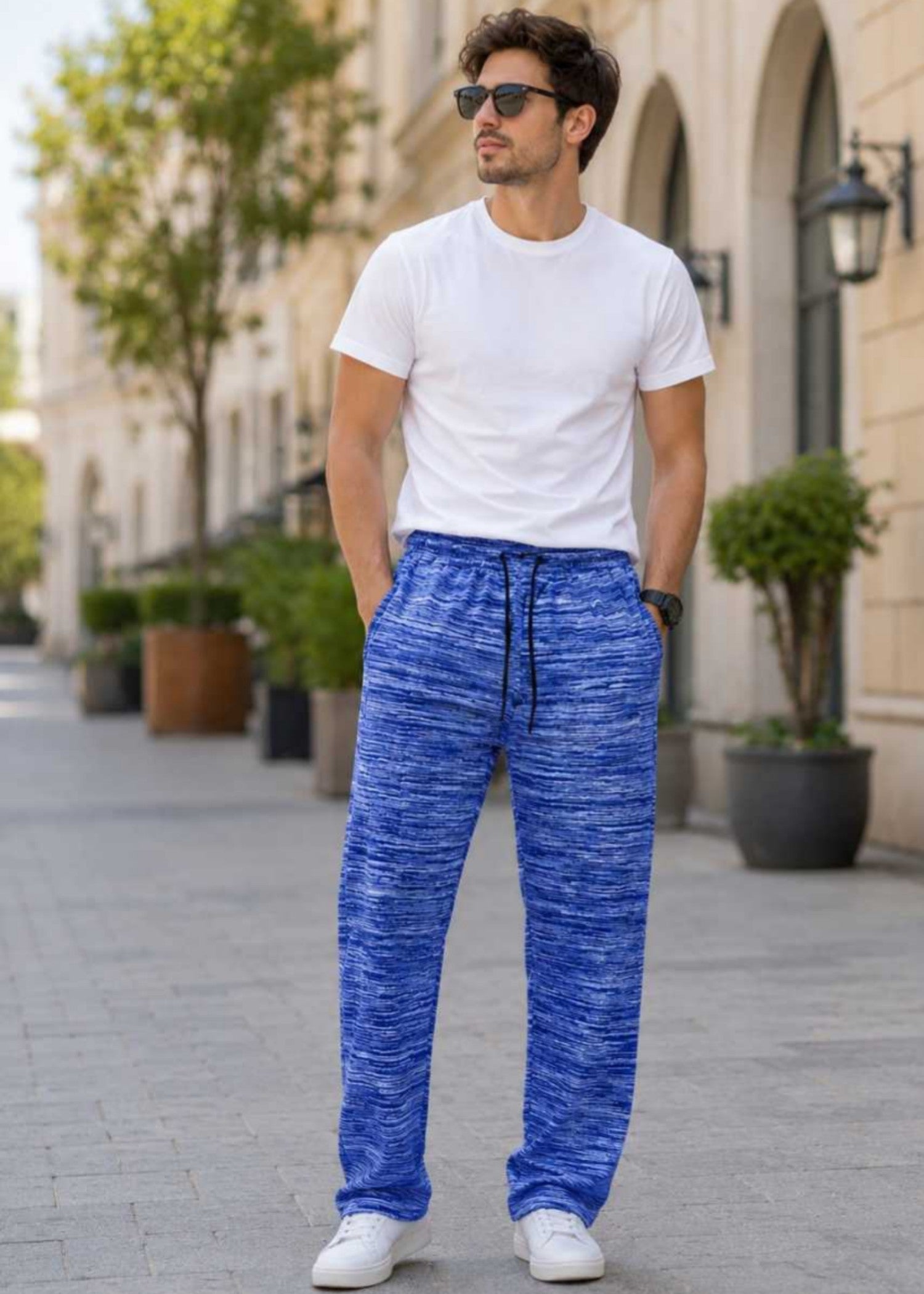 jersey knit Trousers in Blue