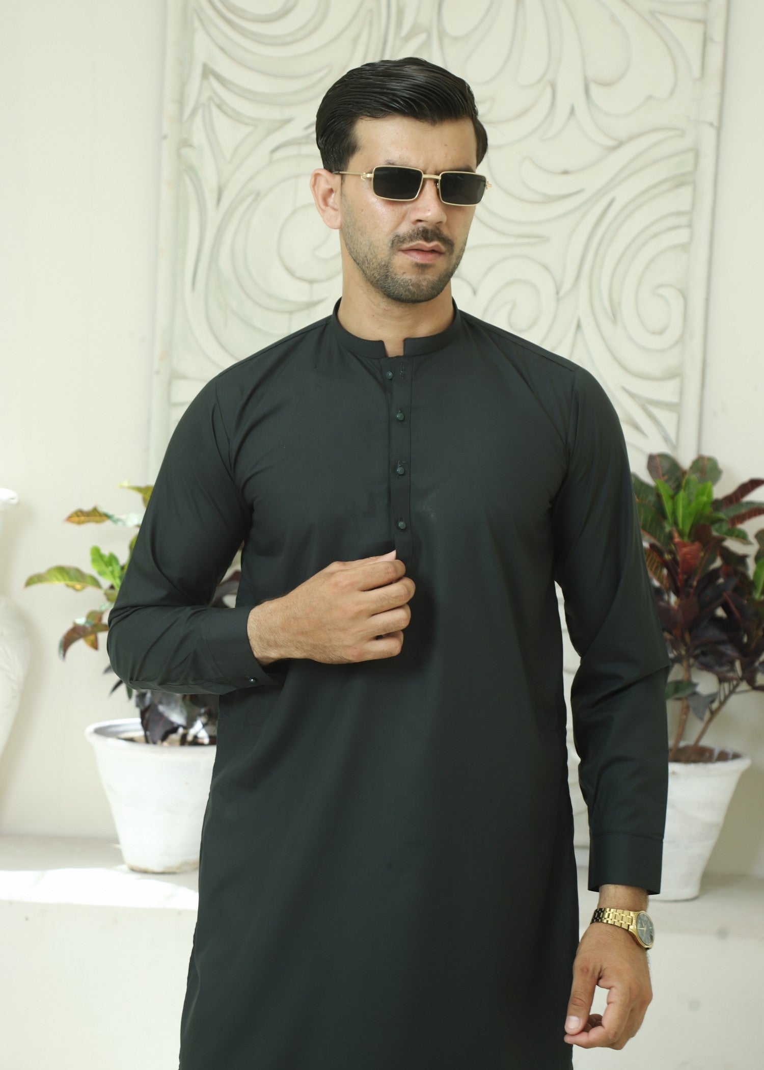 wash & wear Kurta Set in Hunter green
