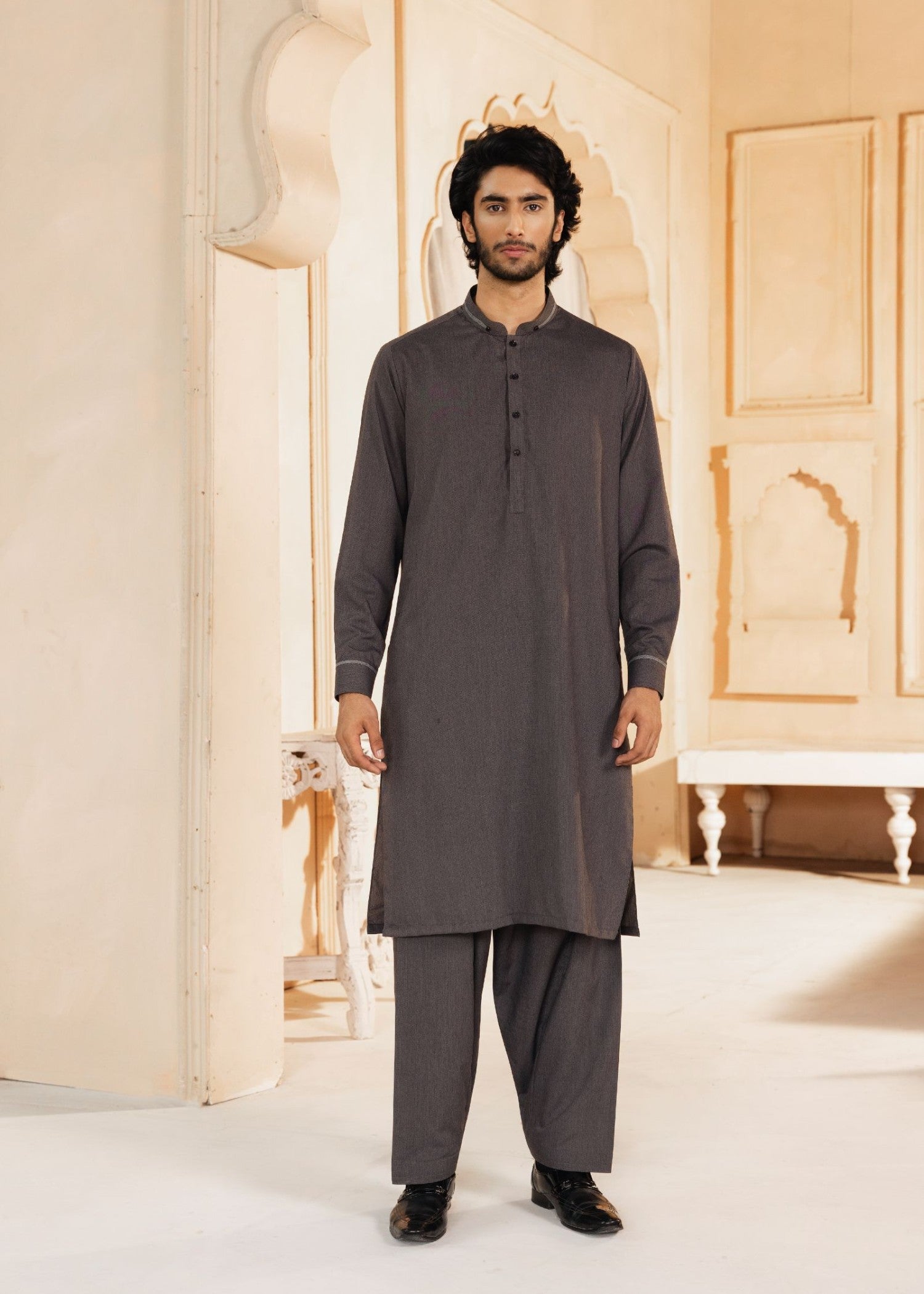 wash & wear Shalwar Kameez in Charcoal