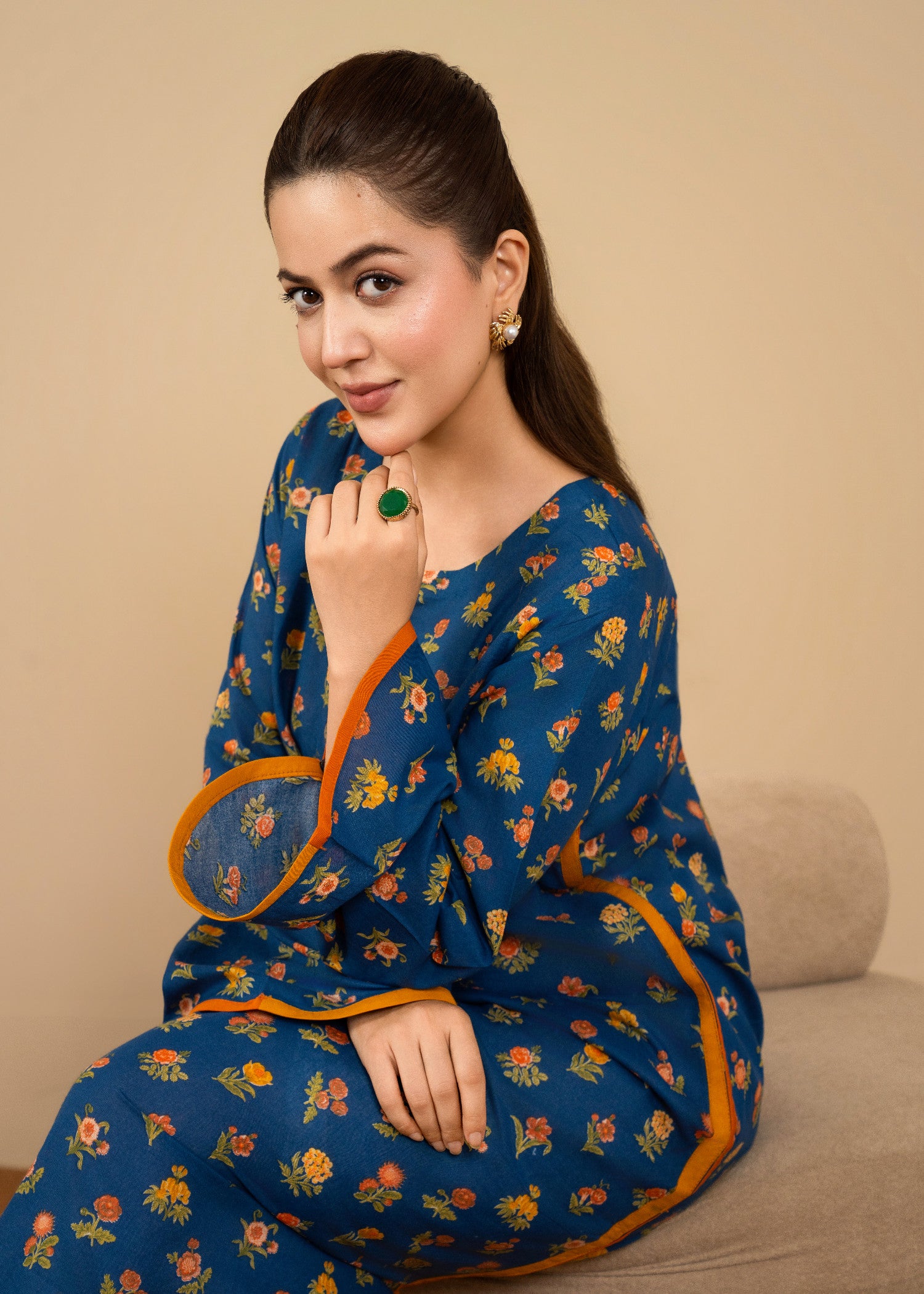 lawn Kaftan in Blue
