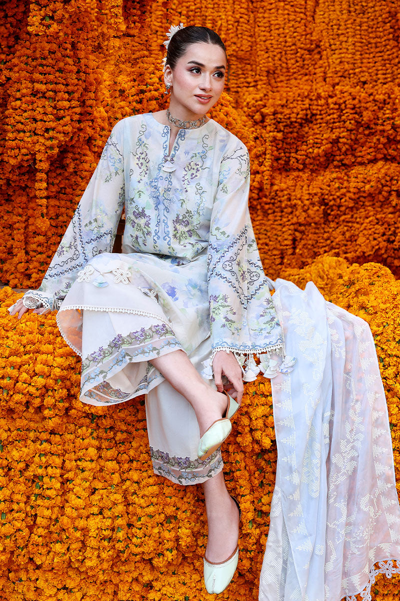 Festive – Lilac Whisper - Printed & Embroidered Lawn