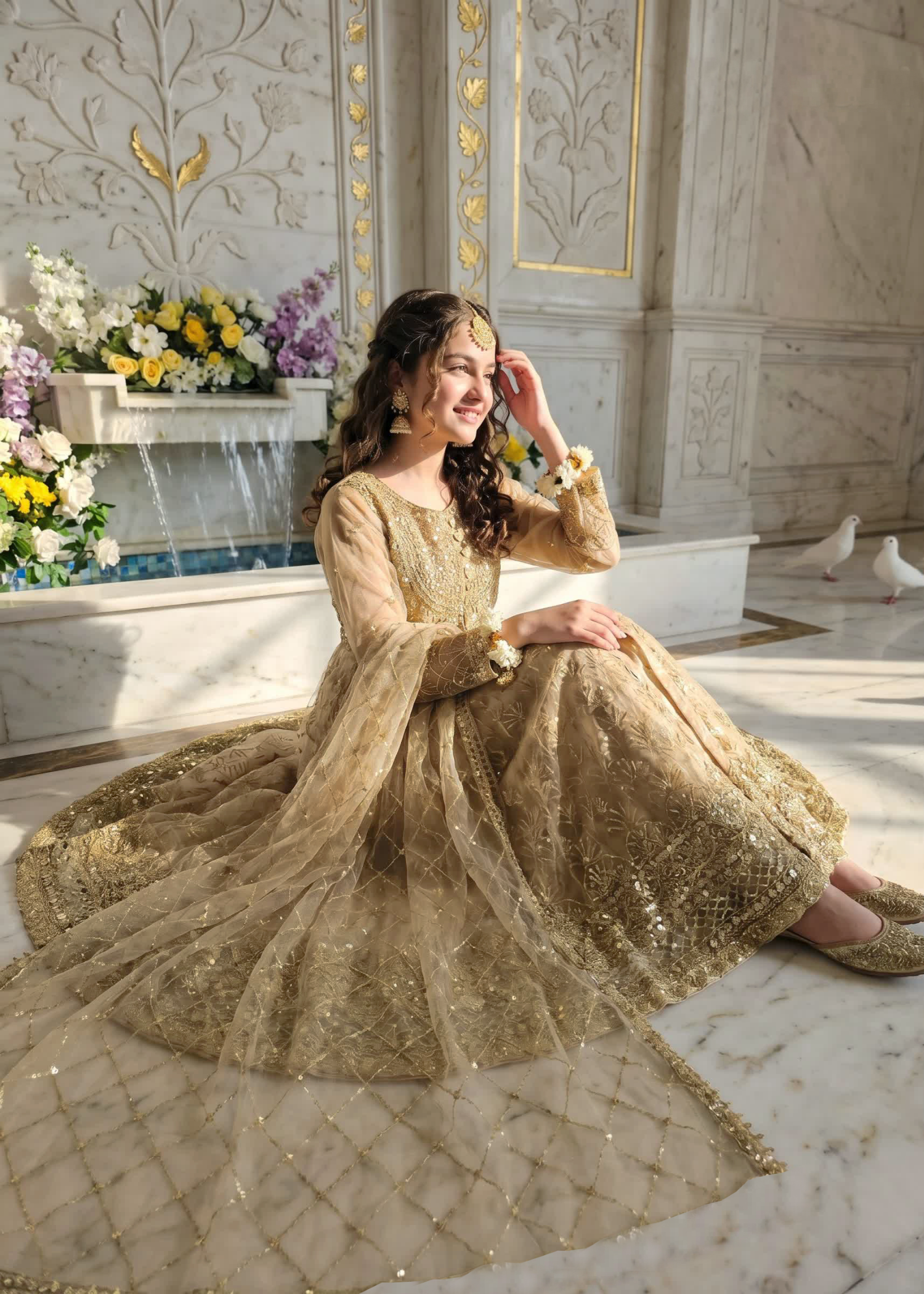 net Pishwas in Khaki brown