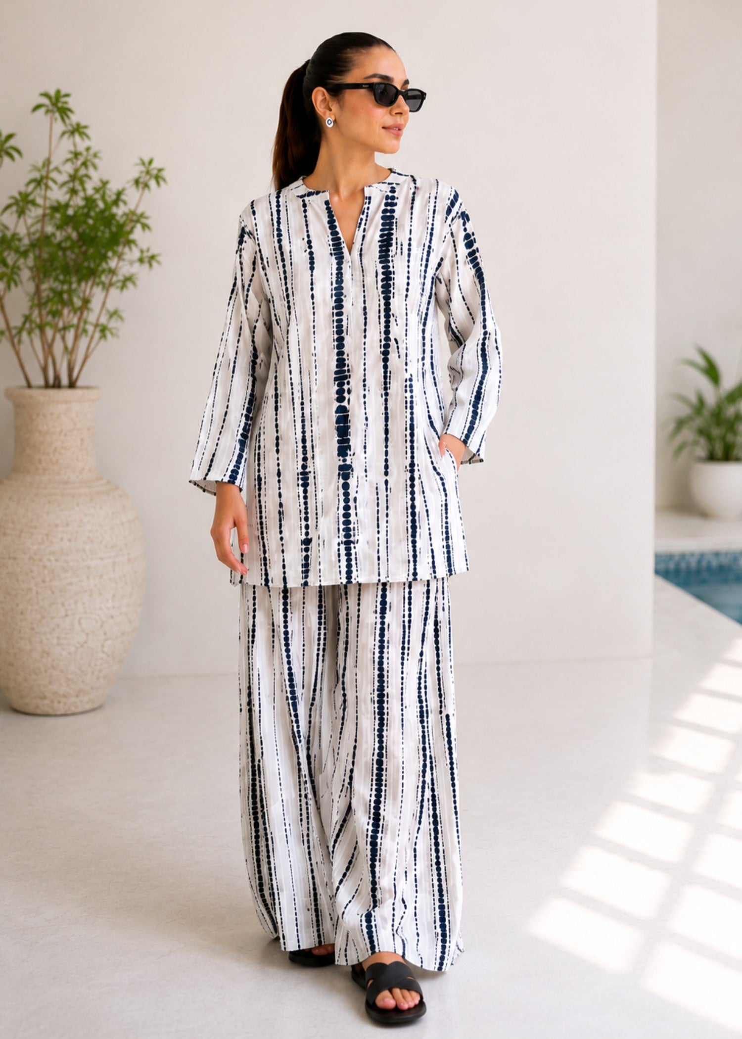 poly lawn Co Ord Sets in Chalk, midnight