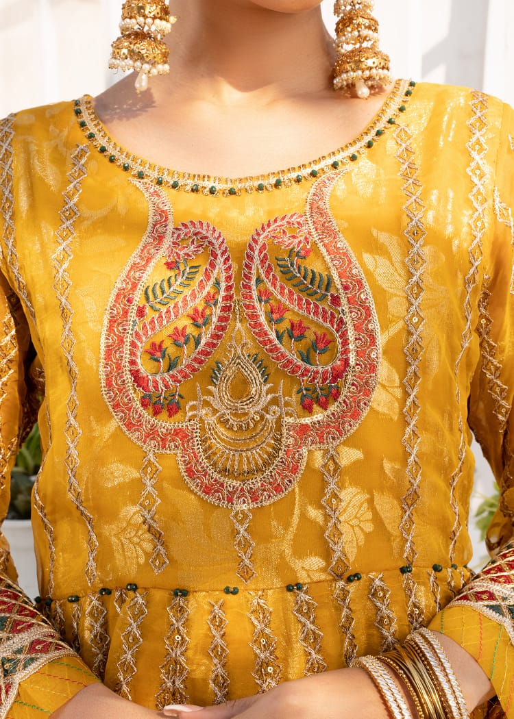 organza Unstitched in Yellow