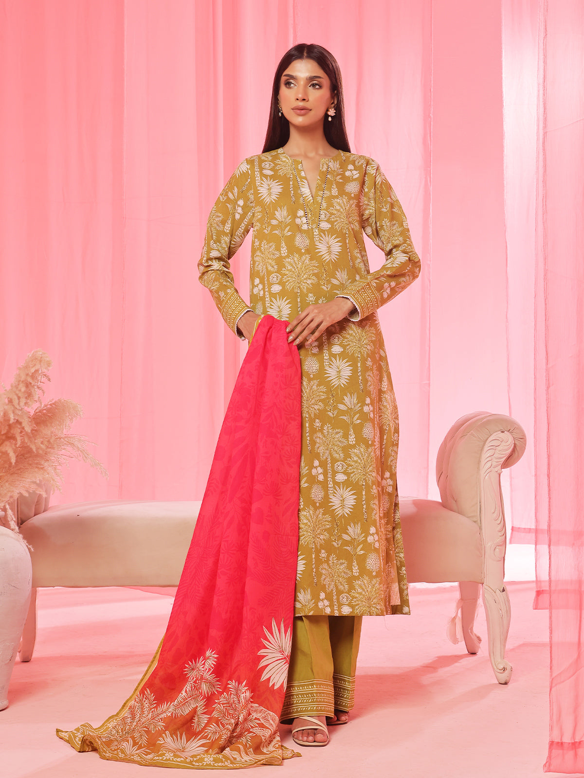 lawn Kurta Set in Green