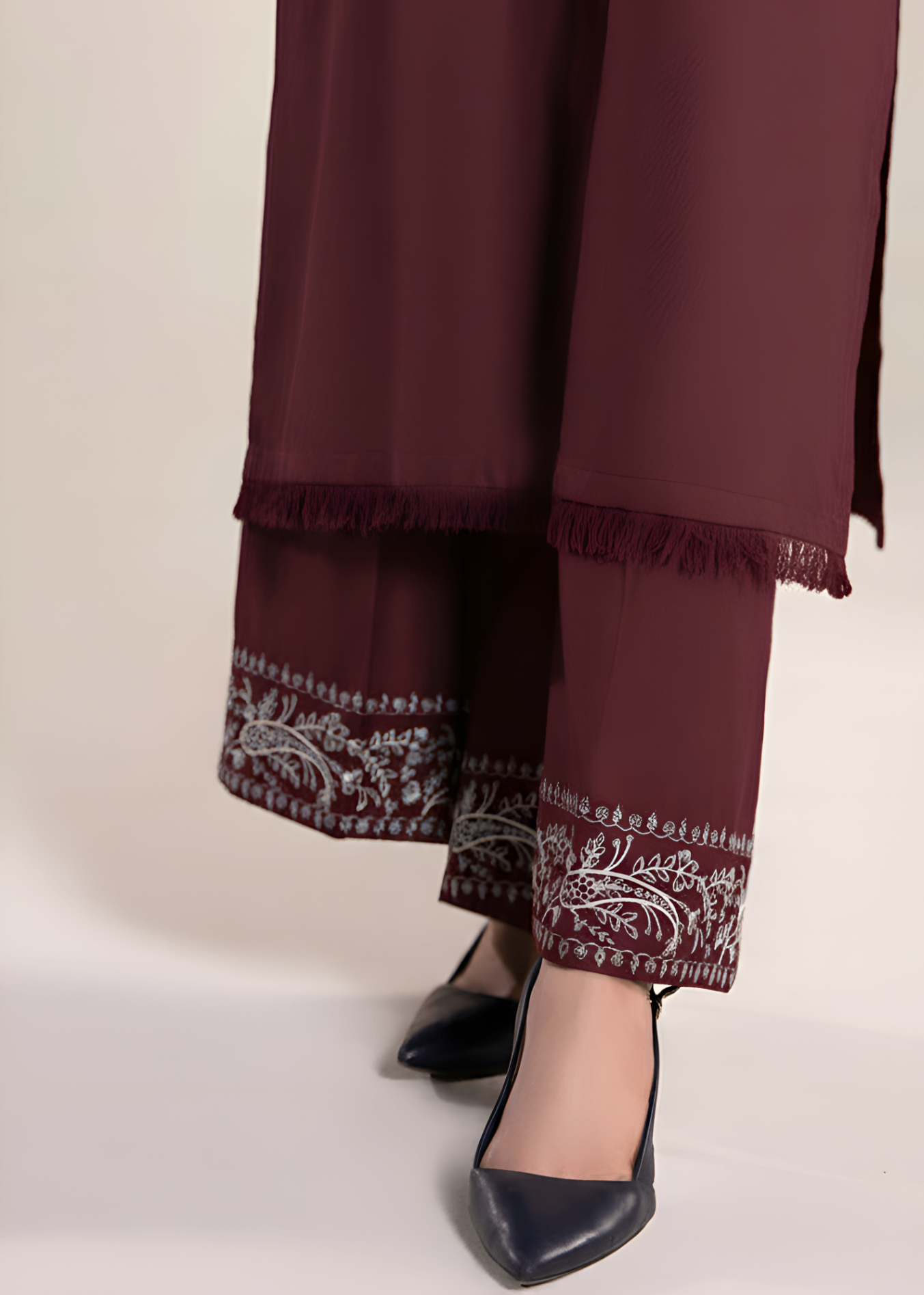 linen Kurta Set in Wine red