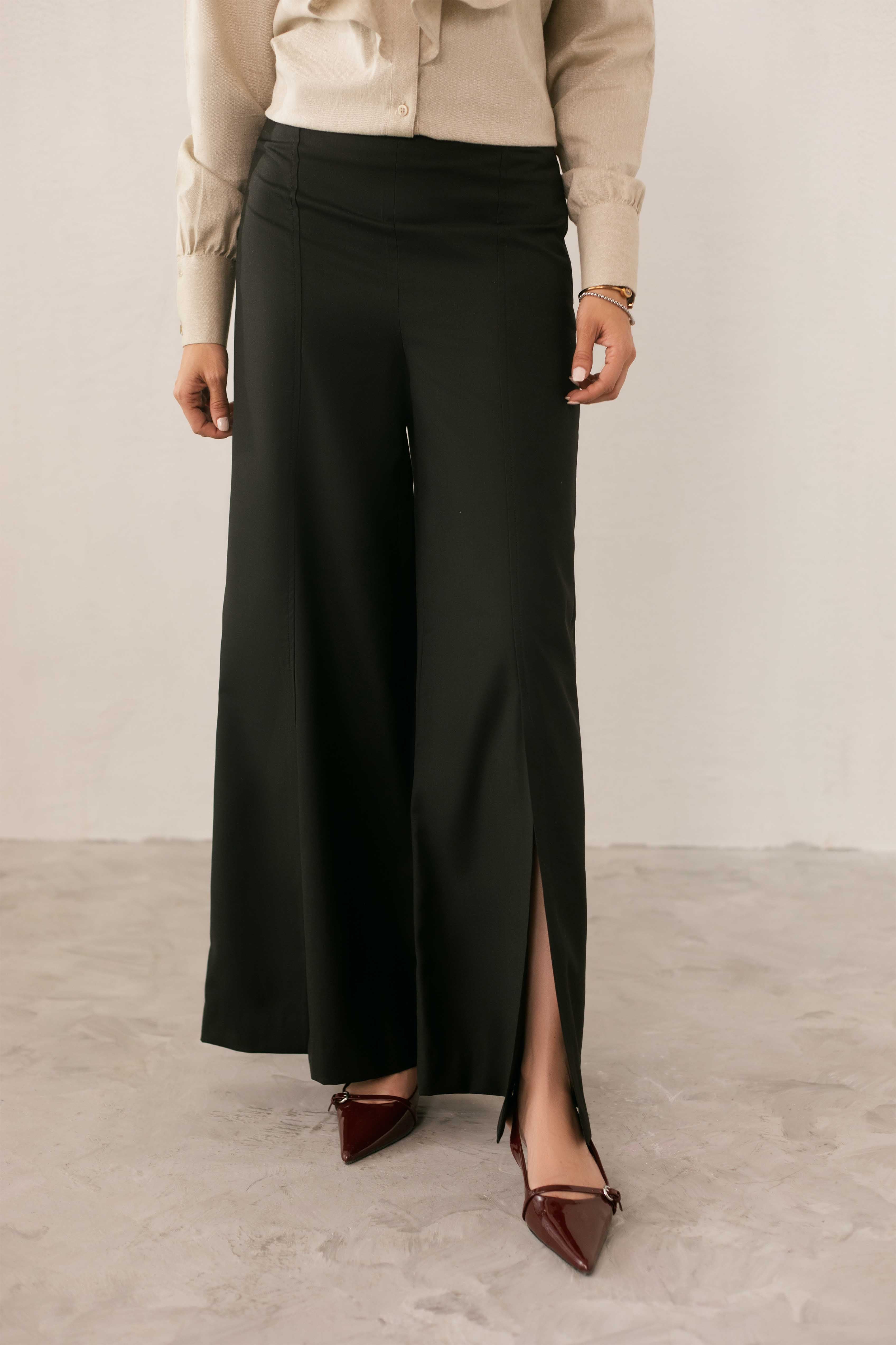 polyester nylon Trousers in Jet black
