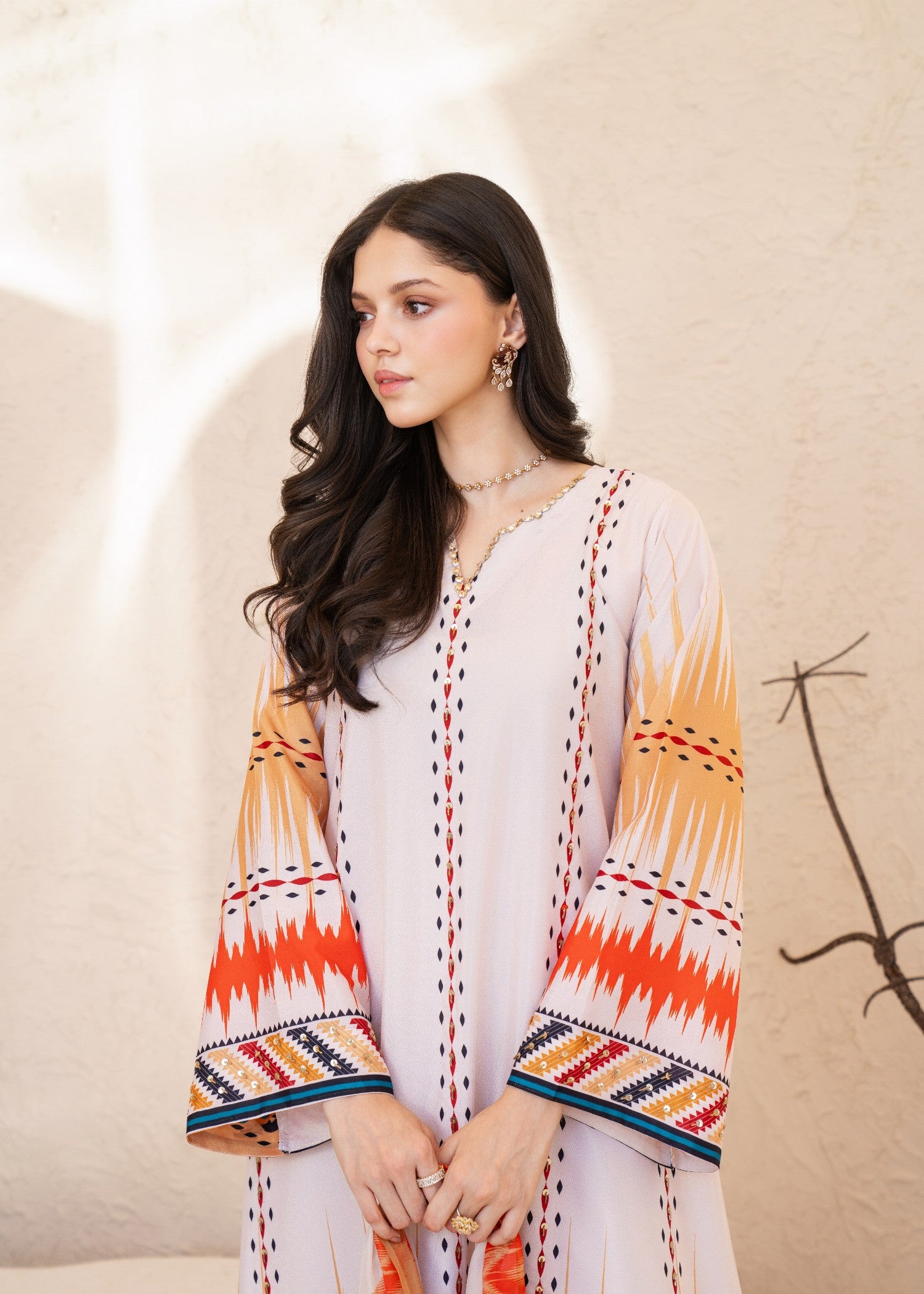 silk grip Kurta Set in Sapphire blue, coral orange, cotton