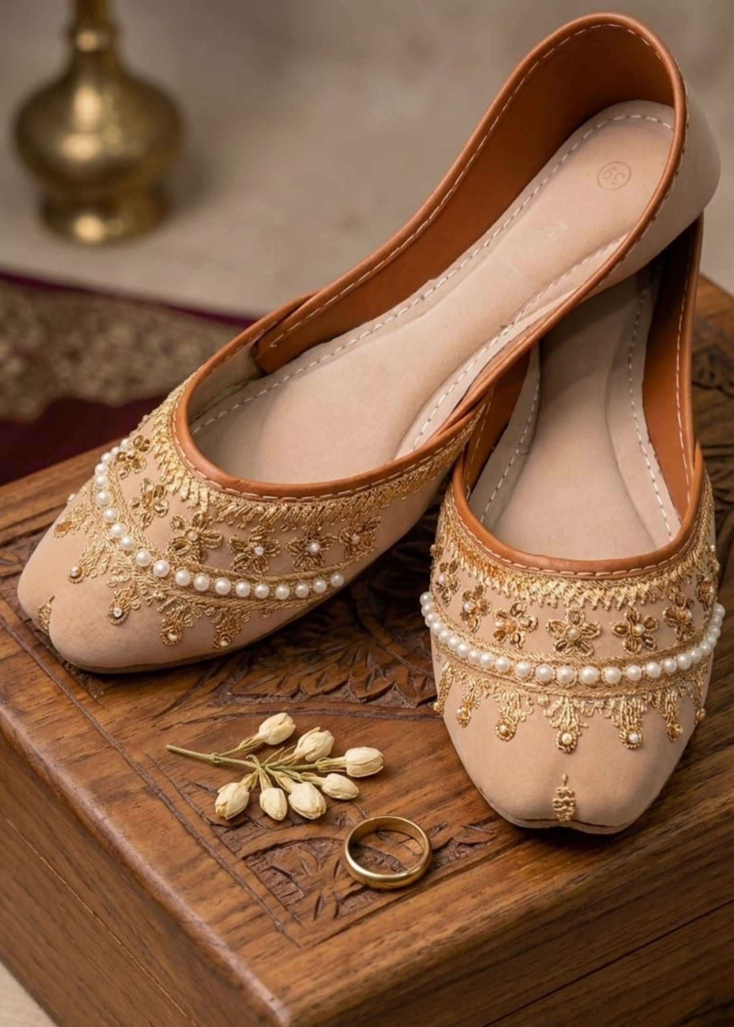 Khussa in Beige by - High Quality Women Khussa PVK6460