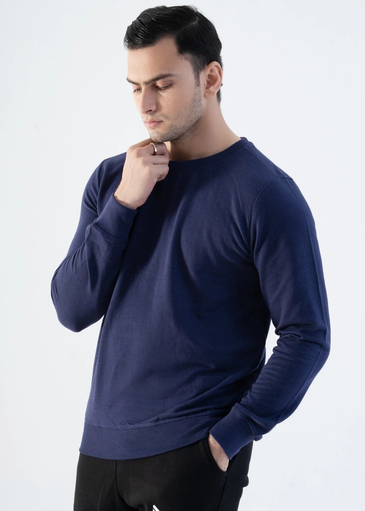 interlock knit Sweatshirt in Navy blue