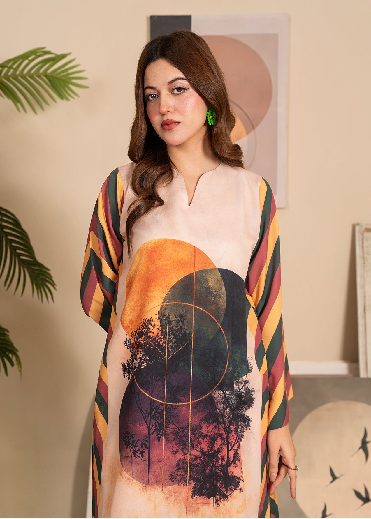 crepe Kurta Set in Wheat