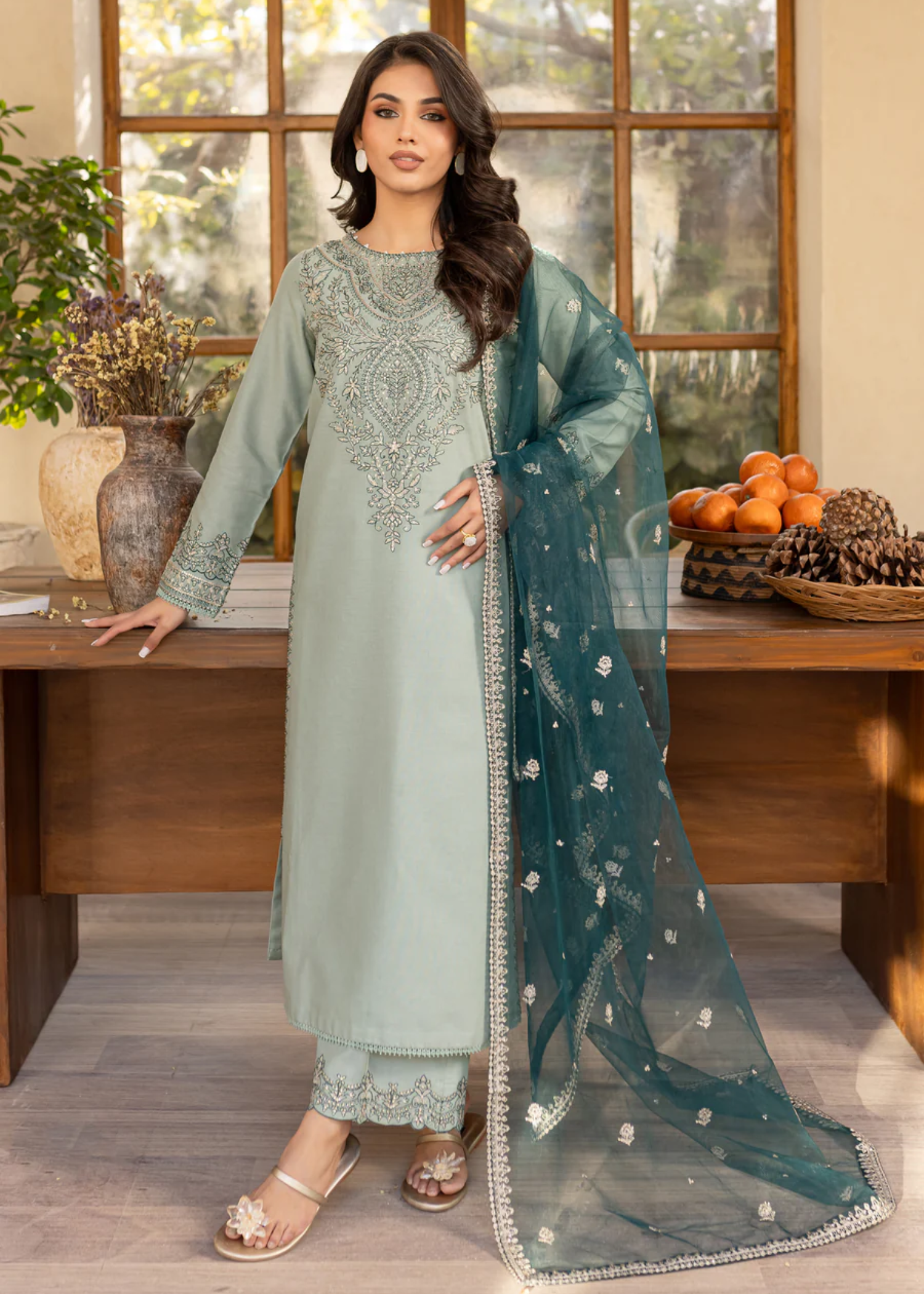 Dupatta in Teal