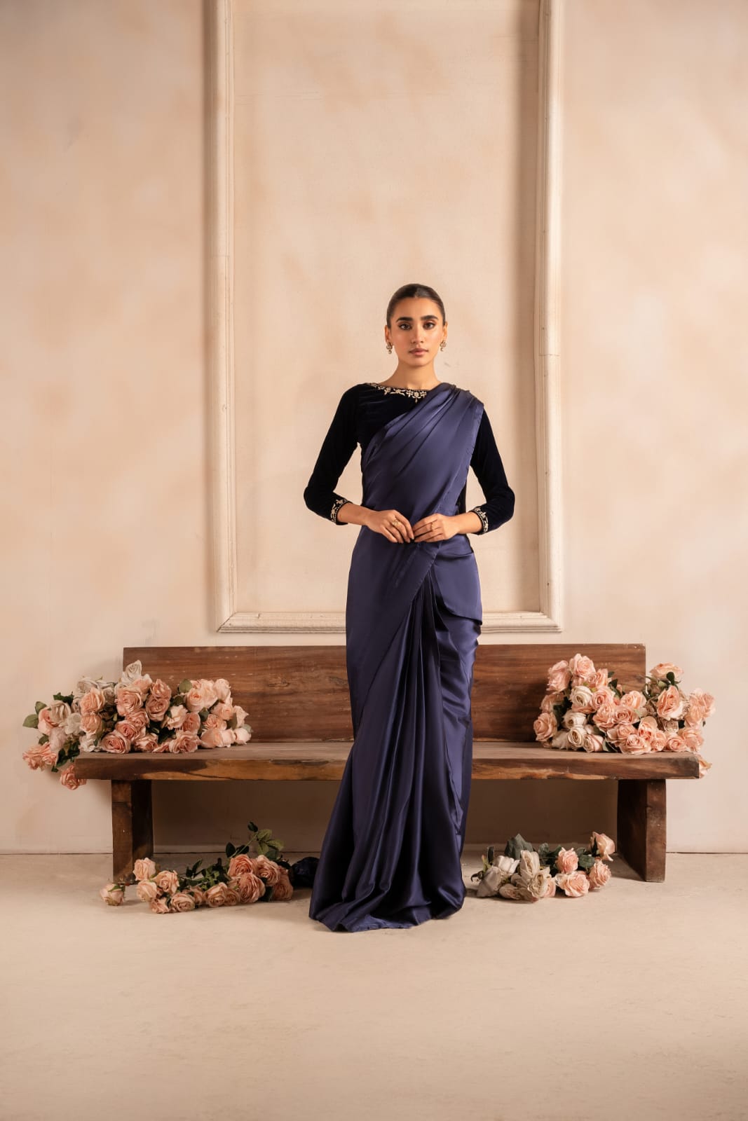 velvet Saree in Blue