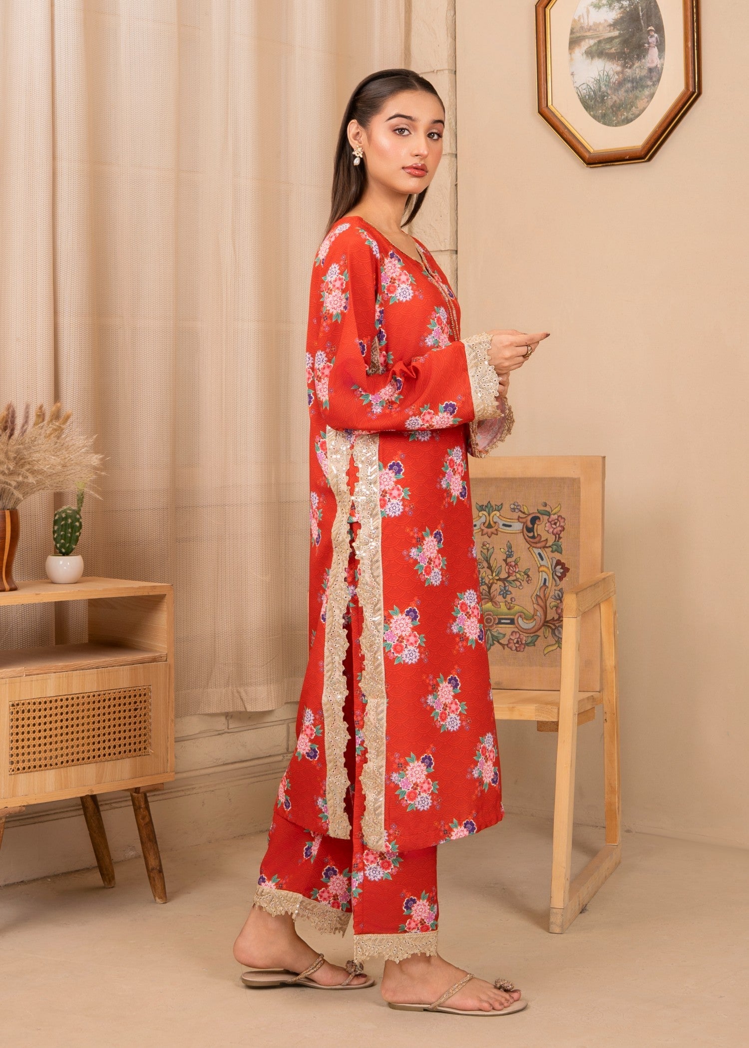 cambric cotton Co Ord Sets in Rust red
