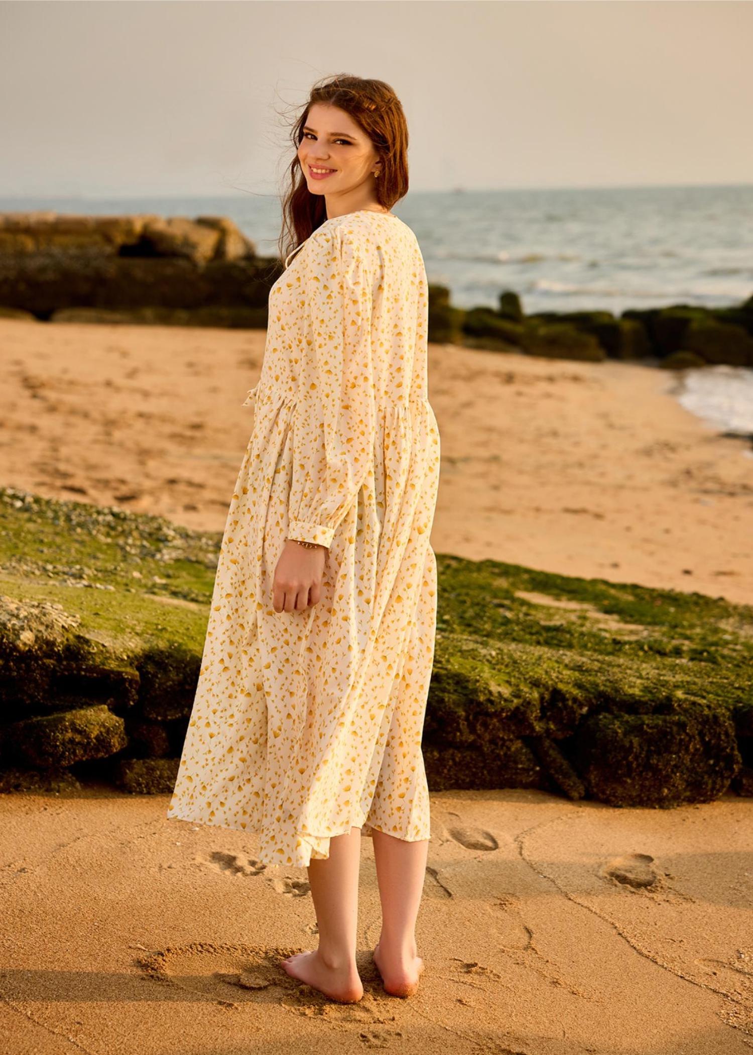 polycotton Dress in Off-white