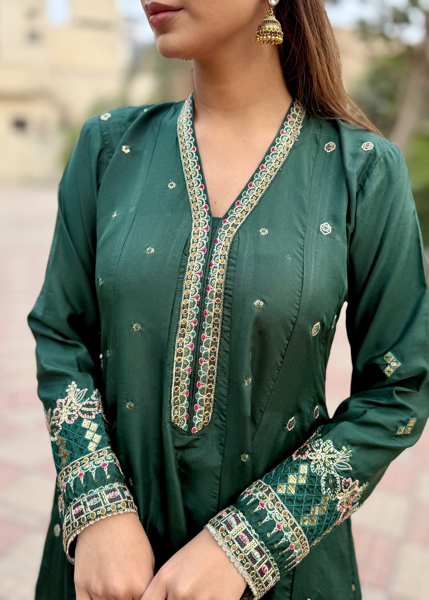 silk Maxi in Bottle green