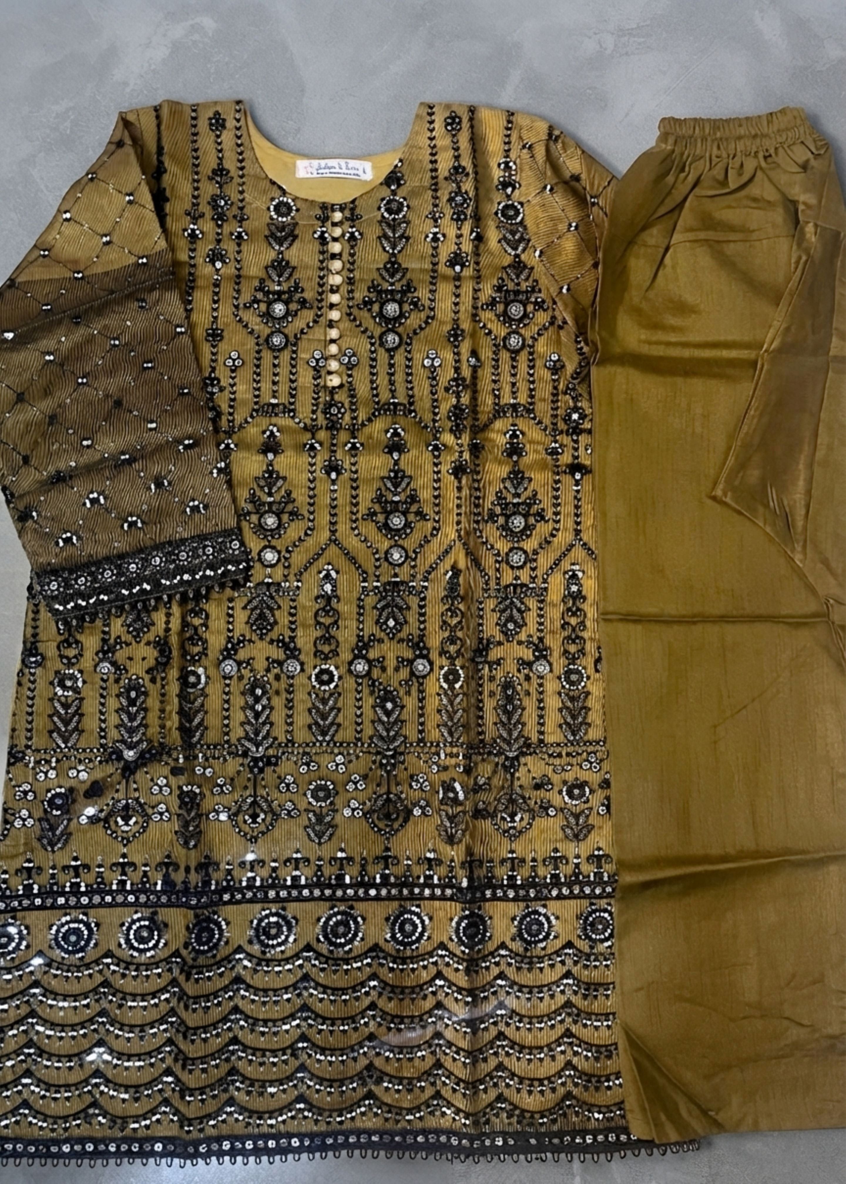 khaddi net Kurta Set in Mustard