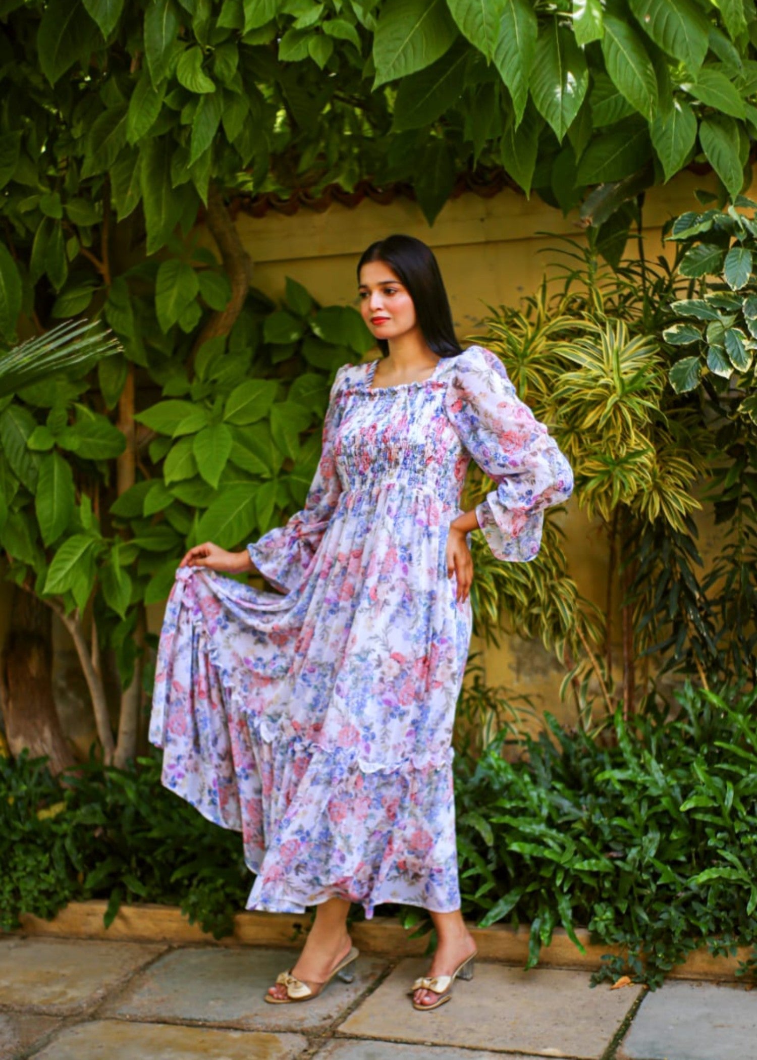 chiffon Maxi in Red, white, blue
