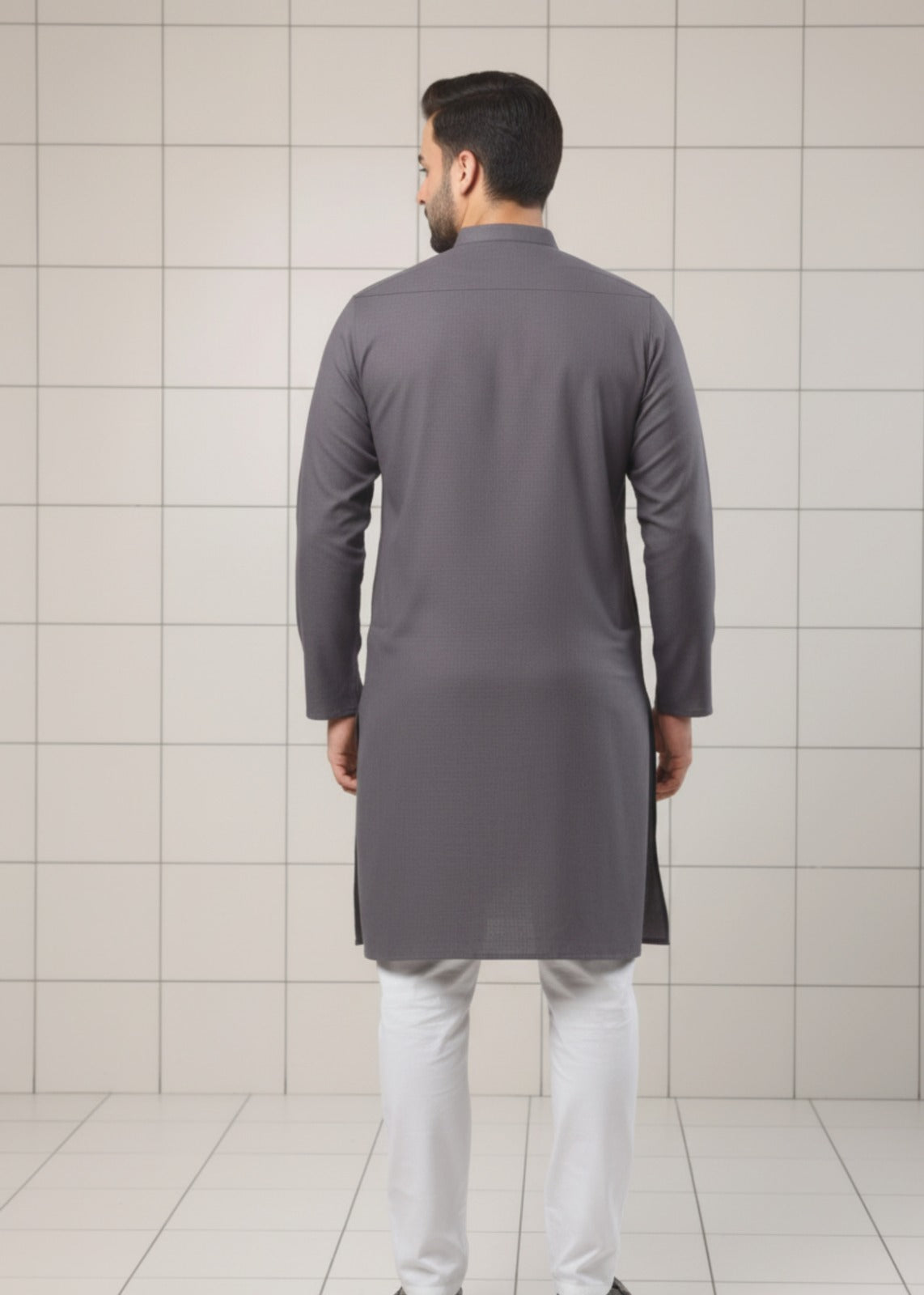 cotton linen Kurta in Grey