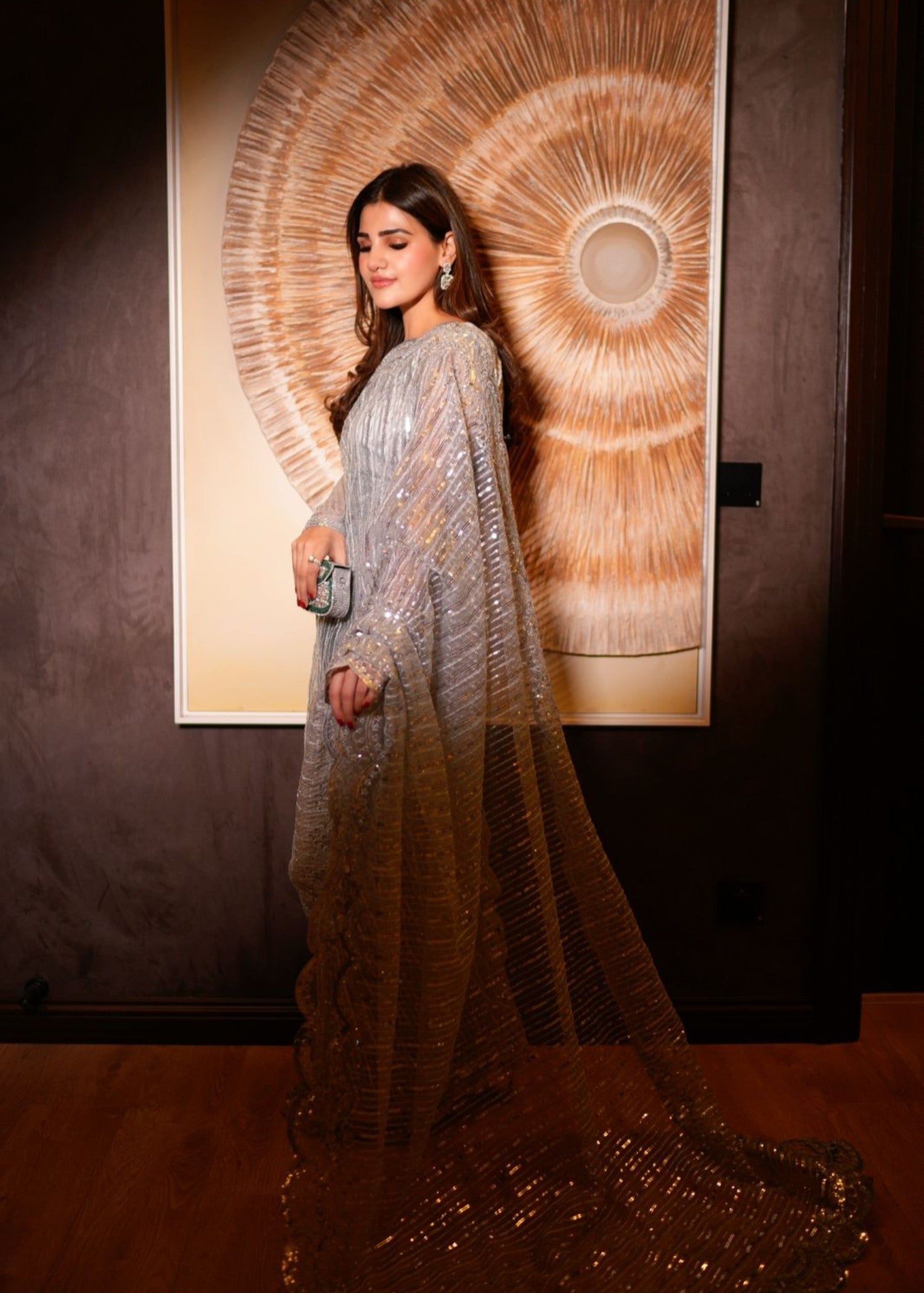 tulle Saree in Silver