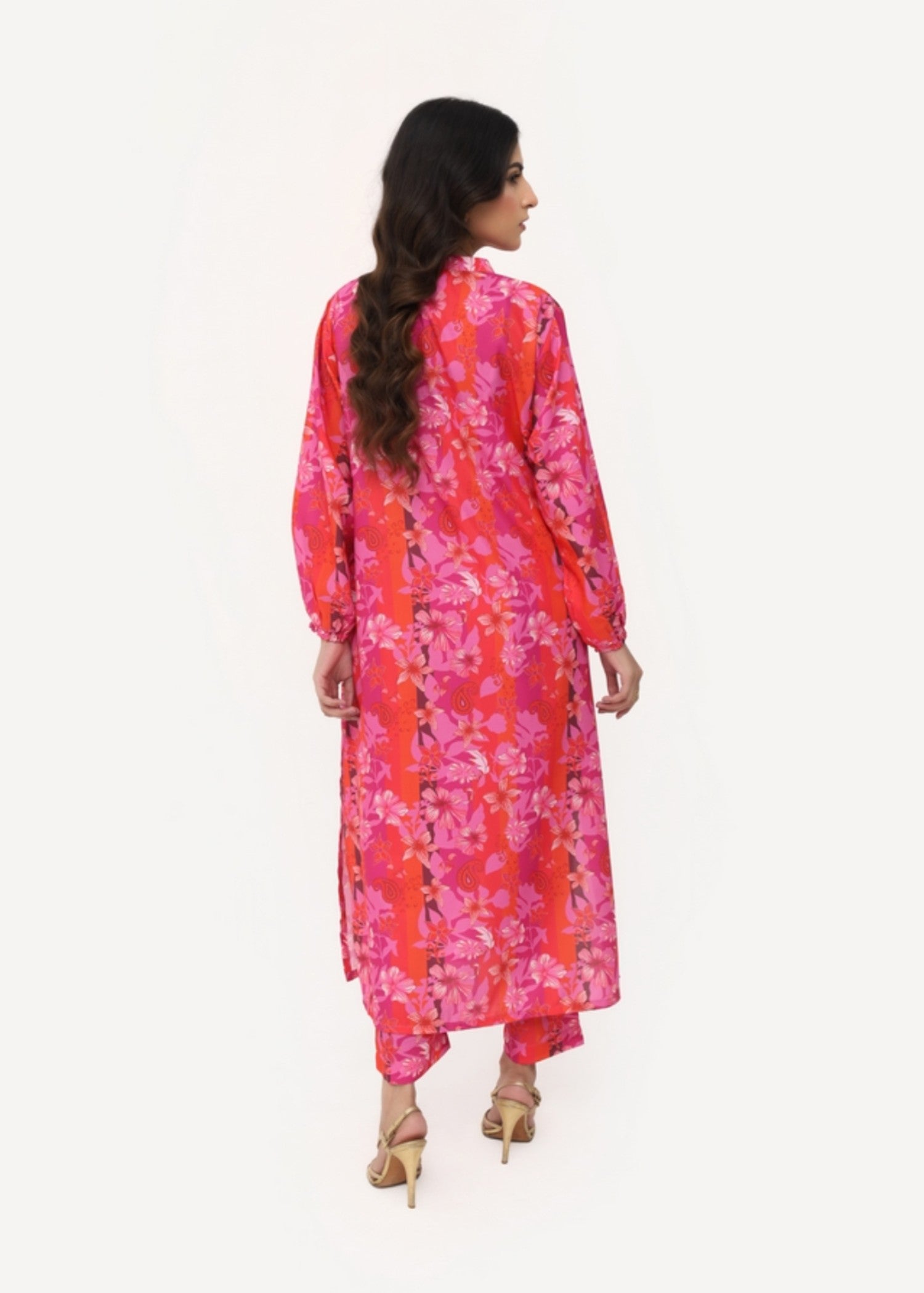 silk finish lawn Co Ord Sets in Ruby red